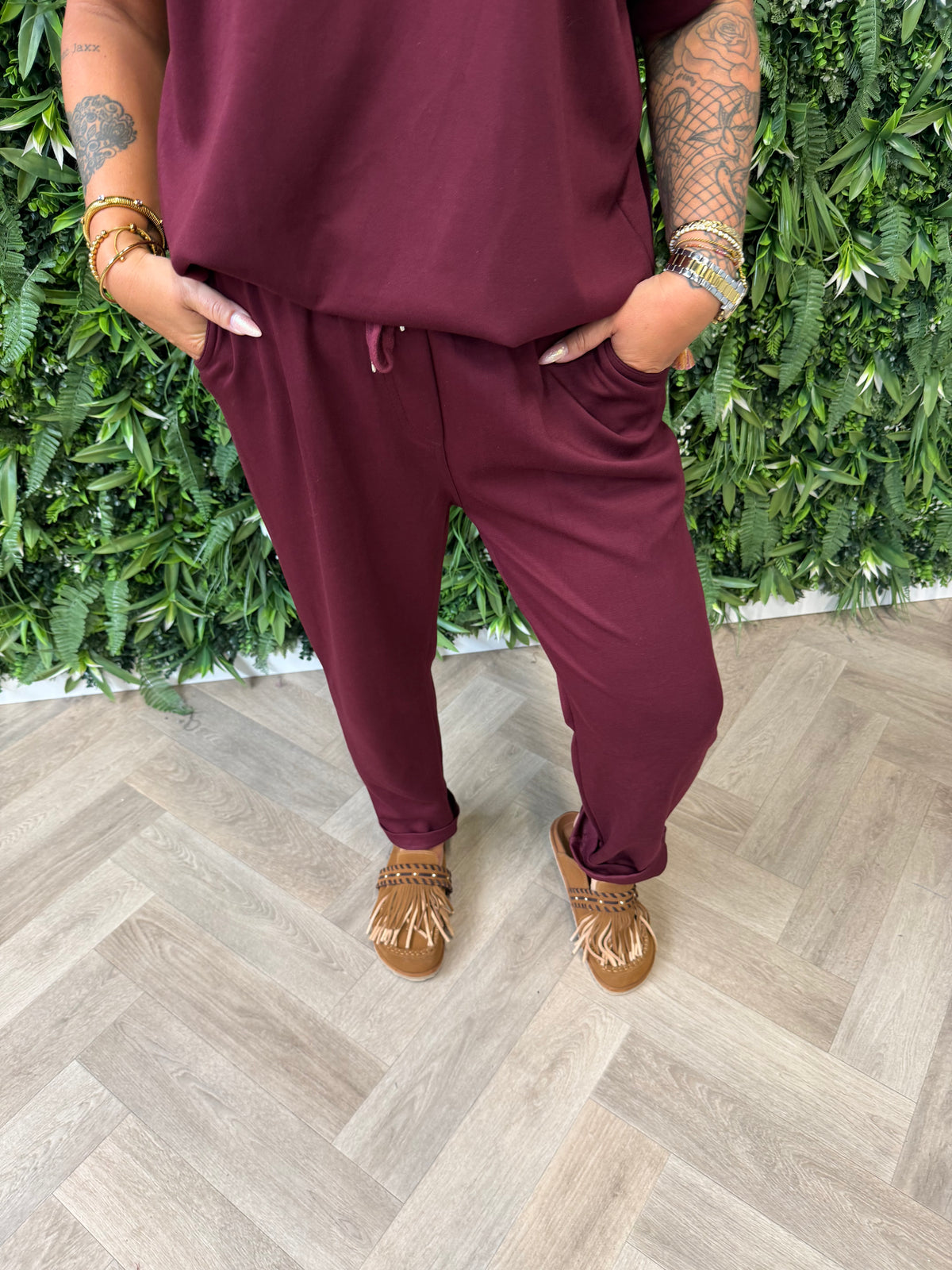 Tweedelig jogger set uni bordeaux