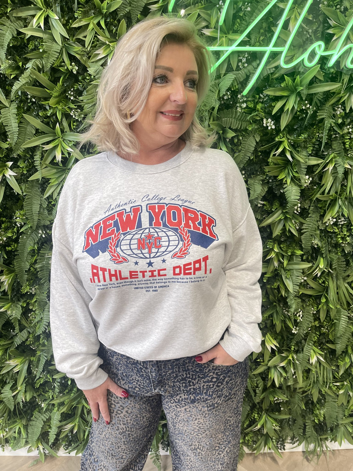 Sweater New York lichtgrijs