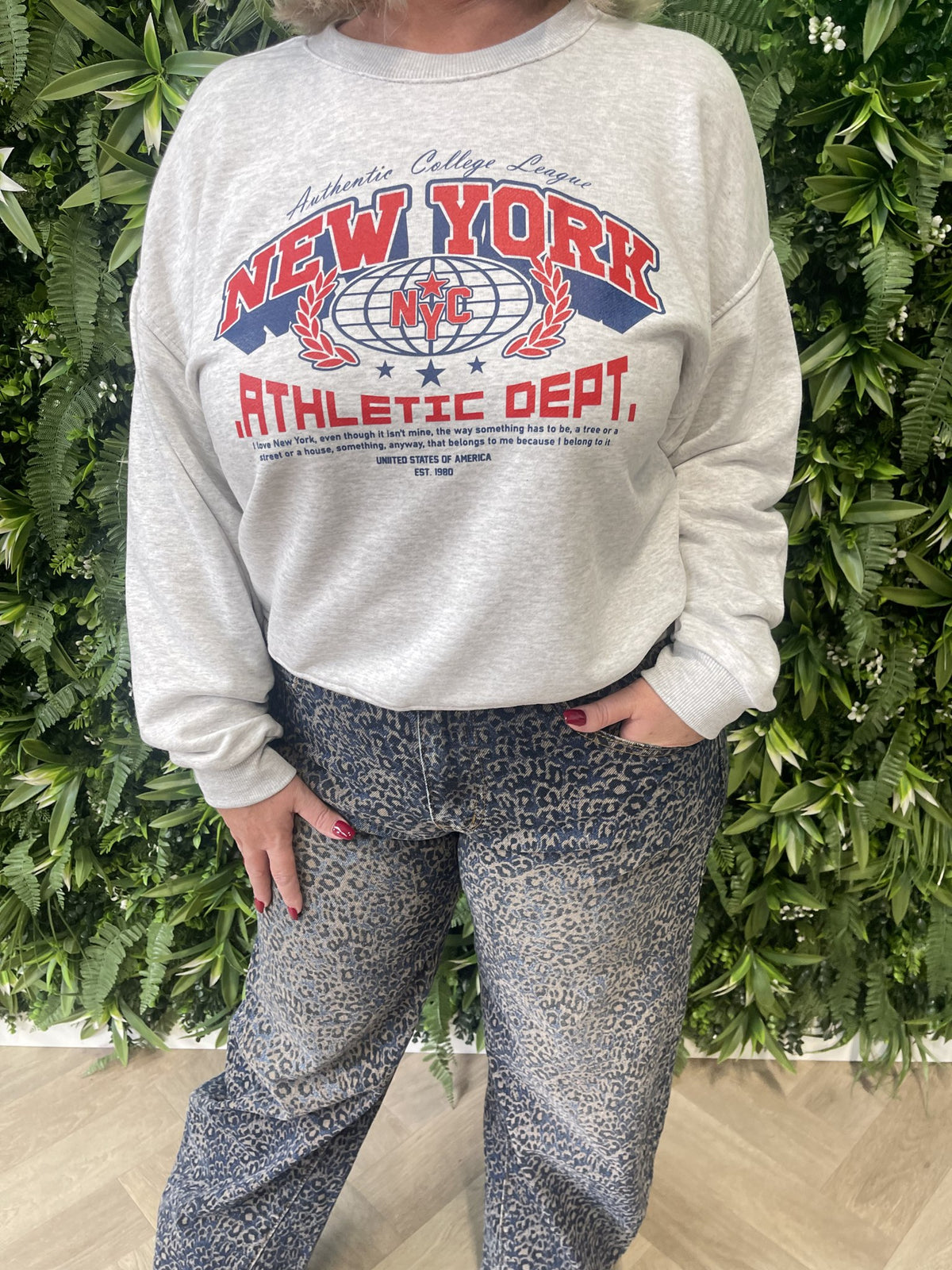 Sweater New York lichtgrijs