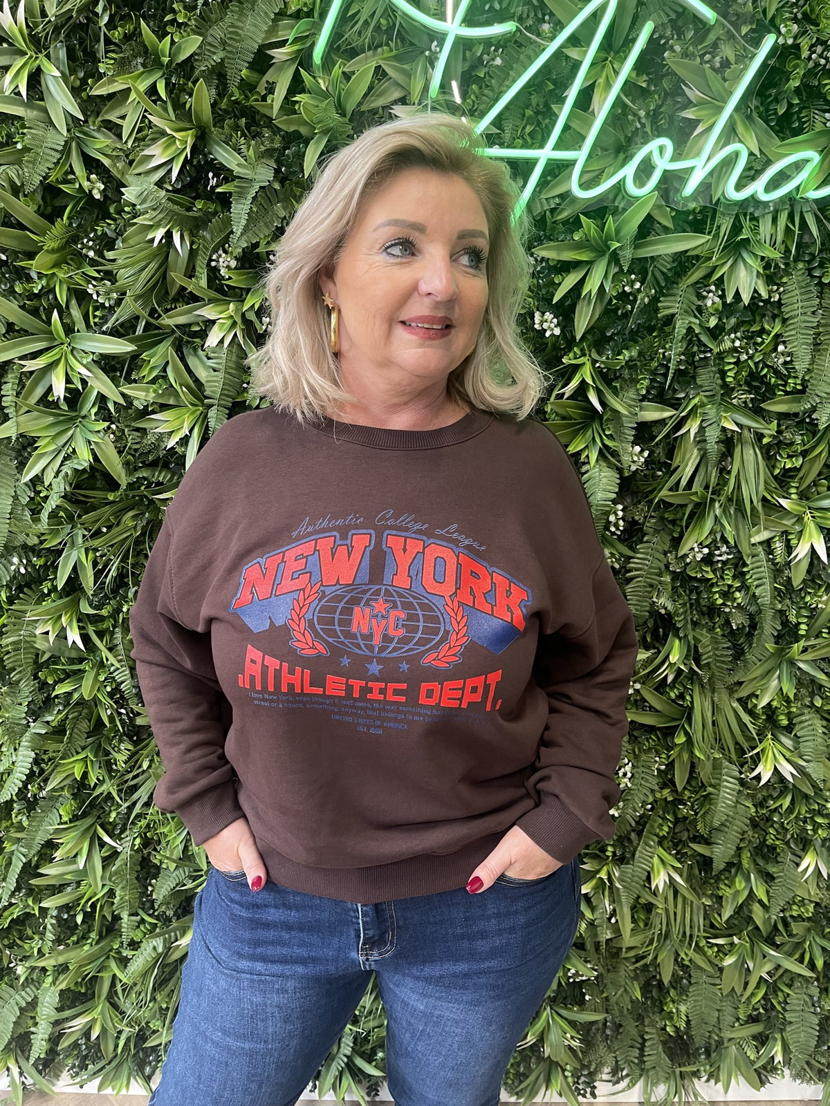 Sweater New York donkerbruin