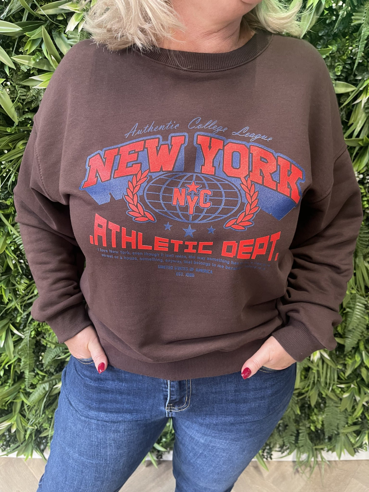 Sweater New York donkerbruin