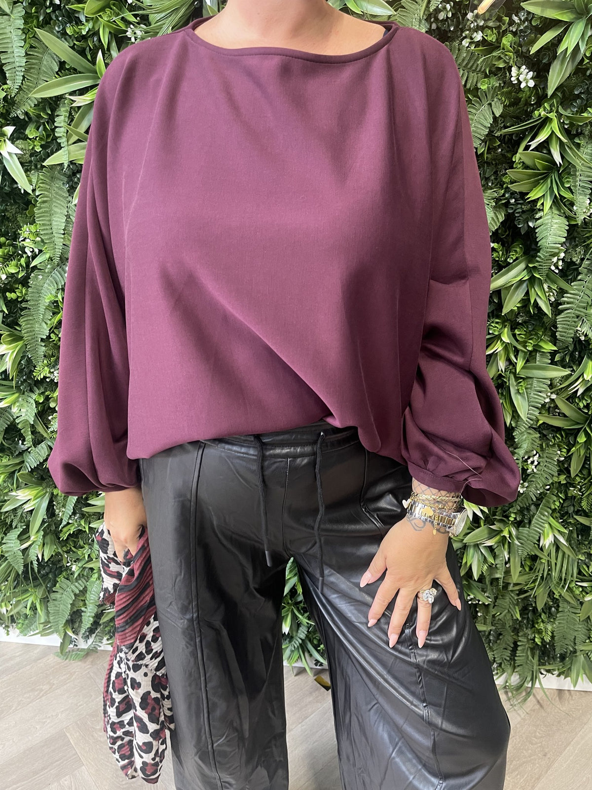Vleermuis sweater aubergine