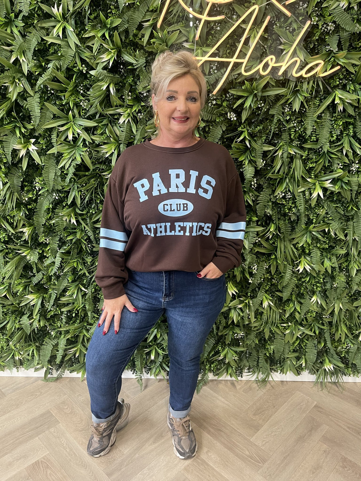 Trui Paris streep donkerbruin