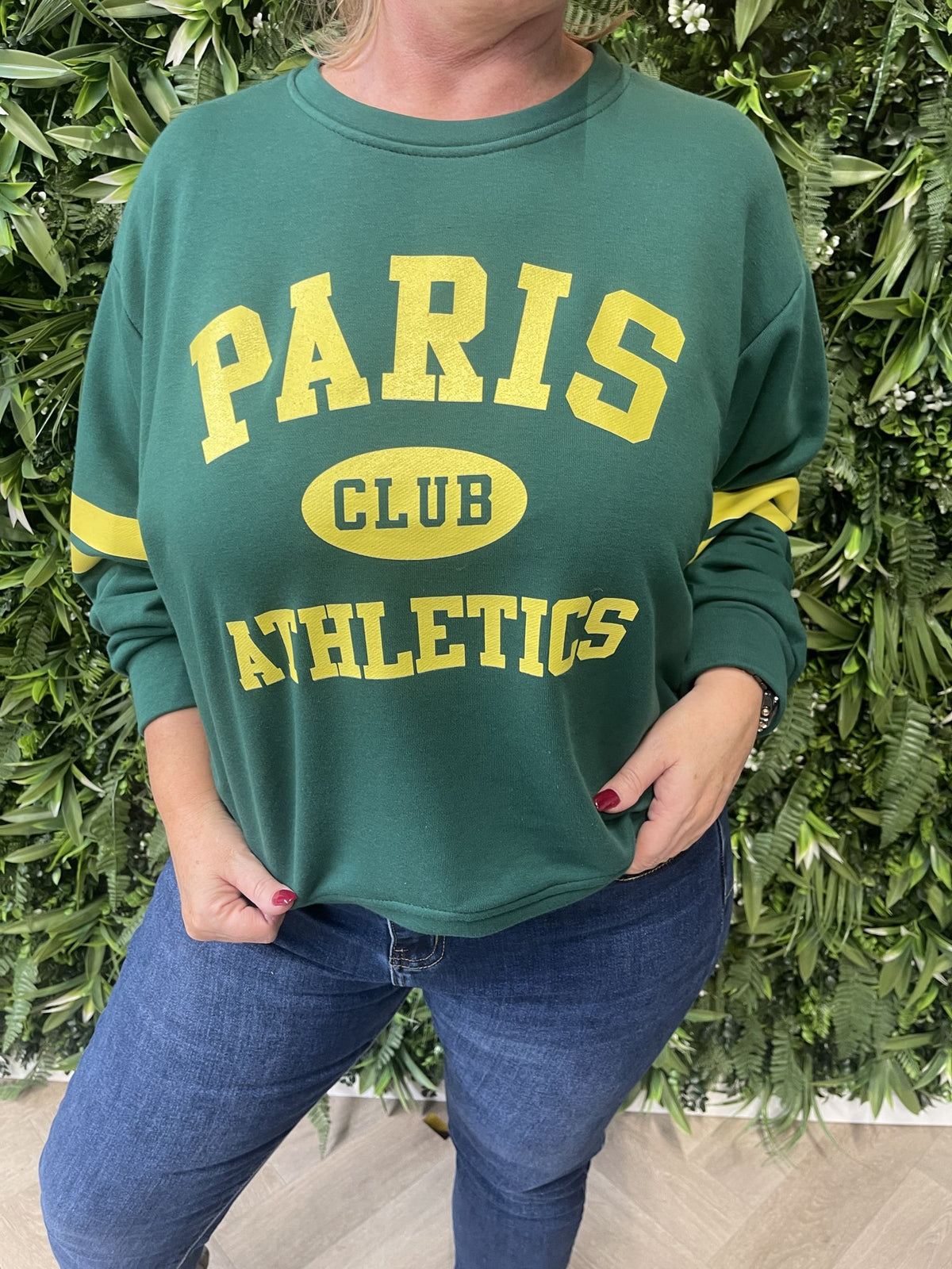 Trui Paris streep flessengroen