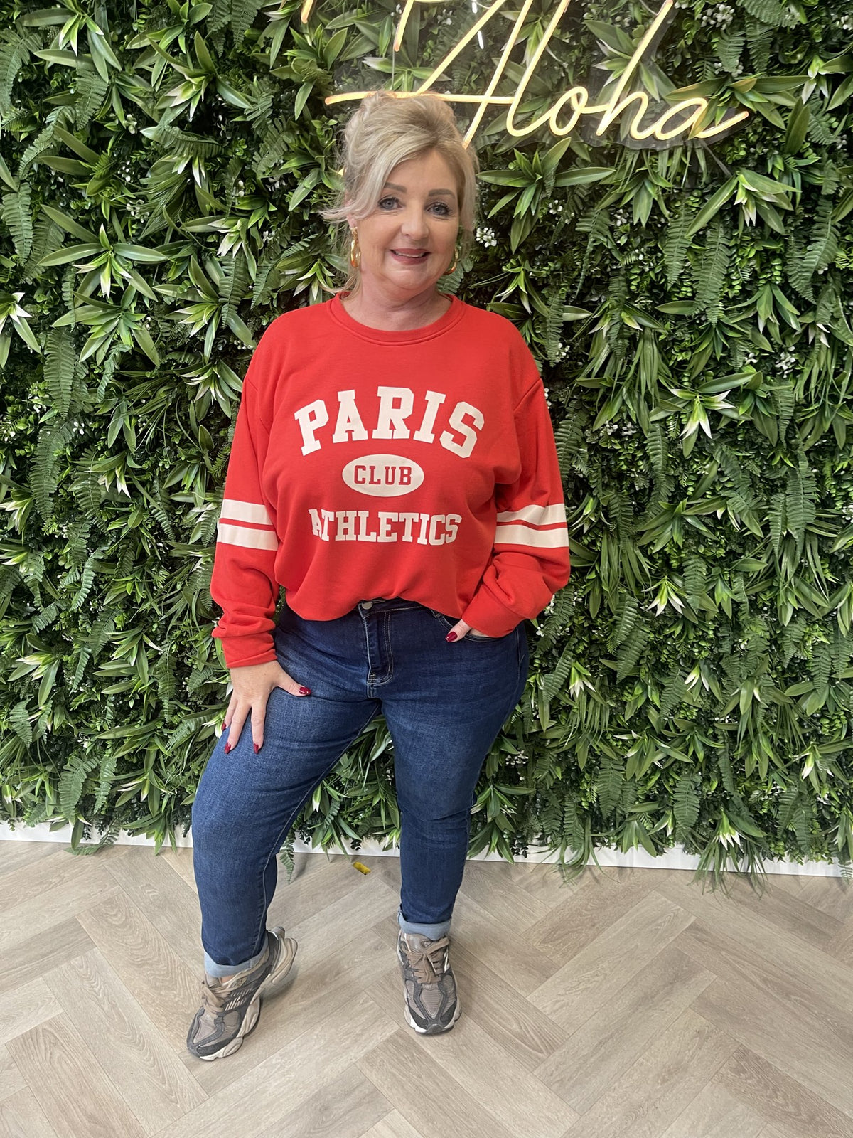Trui Paris streep rood