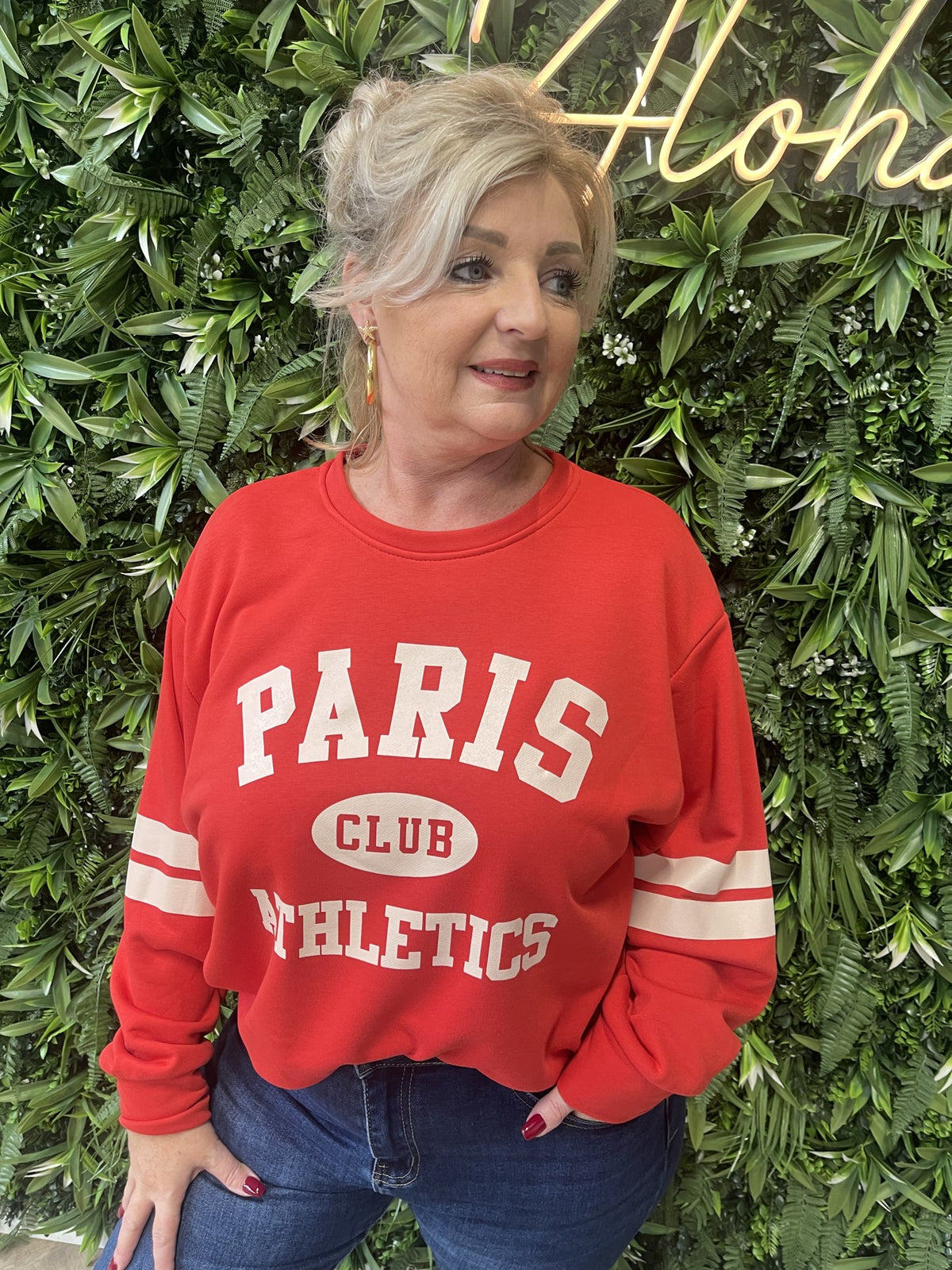 Trui Paris streep rood