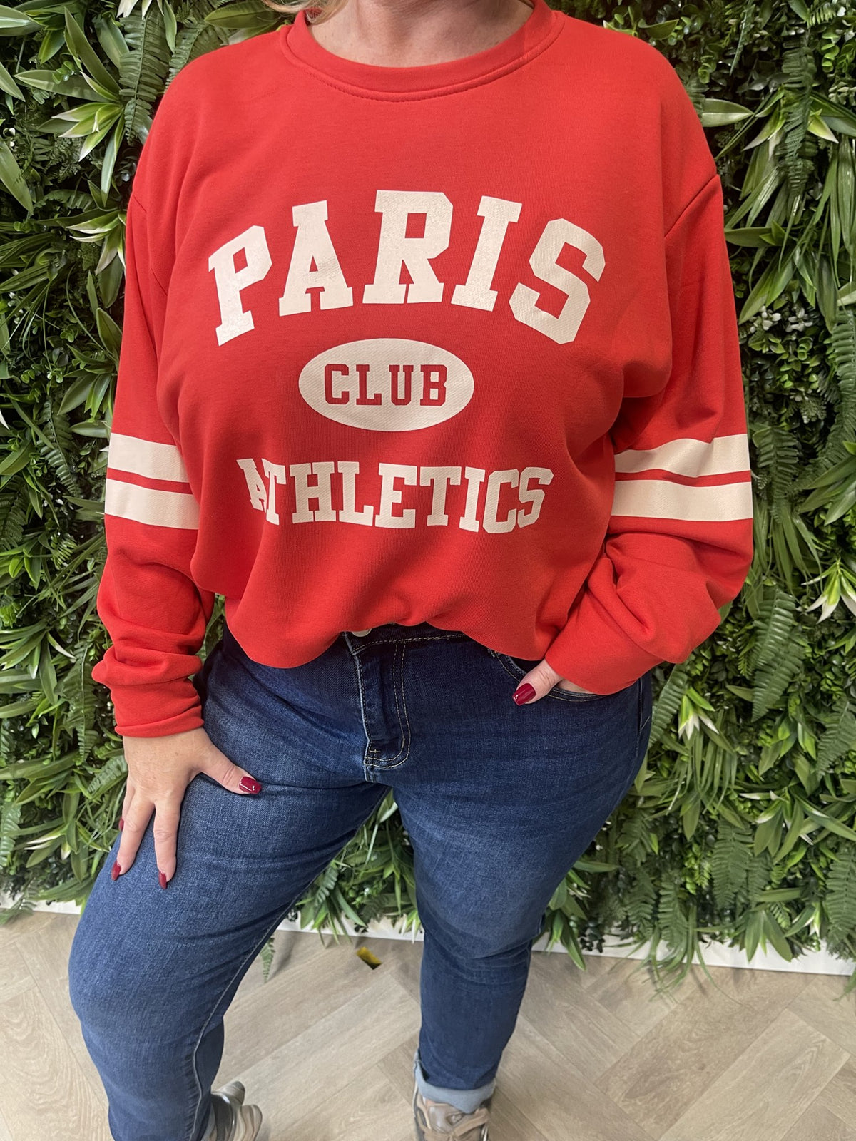 Trui Paris streep rood