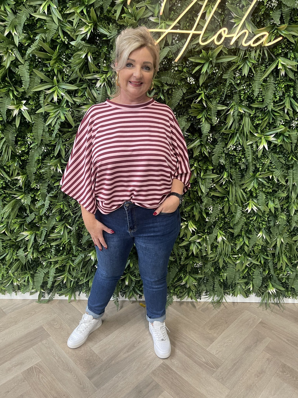 Top vleermuis streep bordeaux