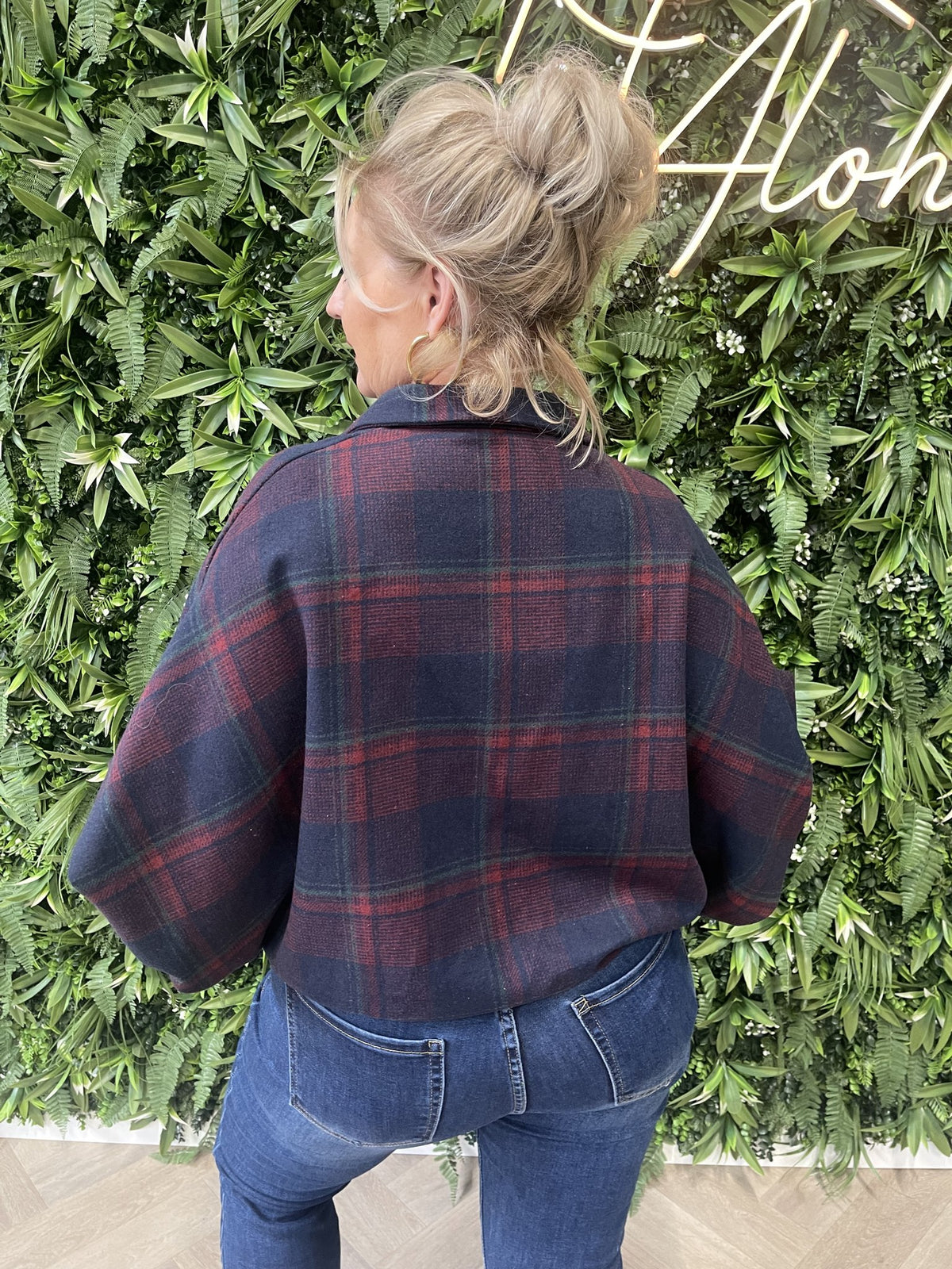 Houthakkers blouse pofmouwen marineblauw