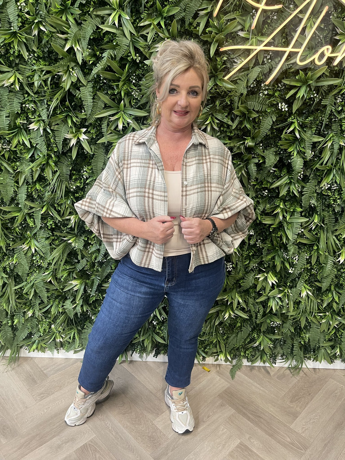 Houthakkers blouse pofmouwen lindegroen