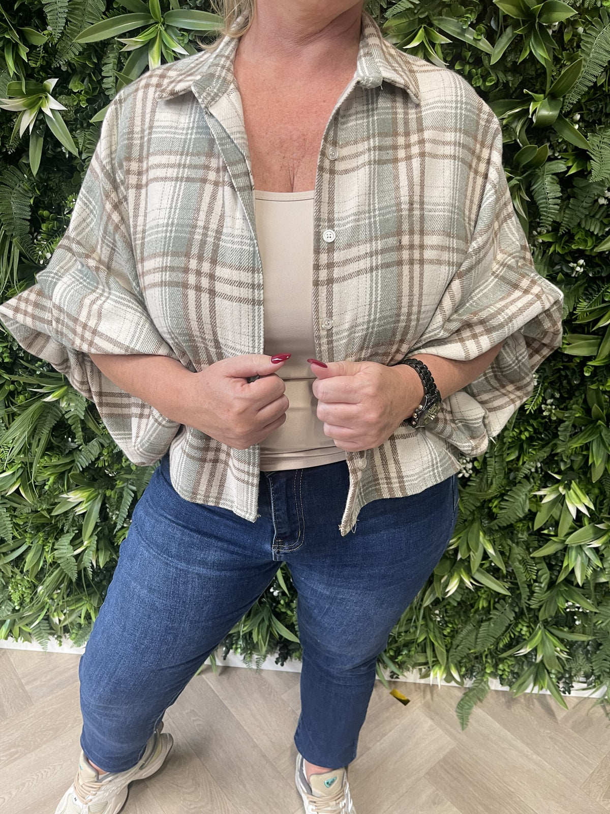 Houthakkers blouse pofmouwen lindegroen