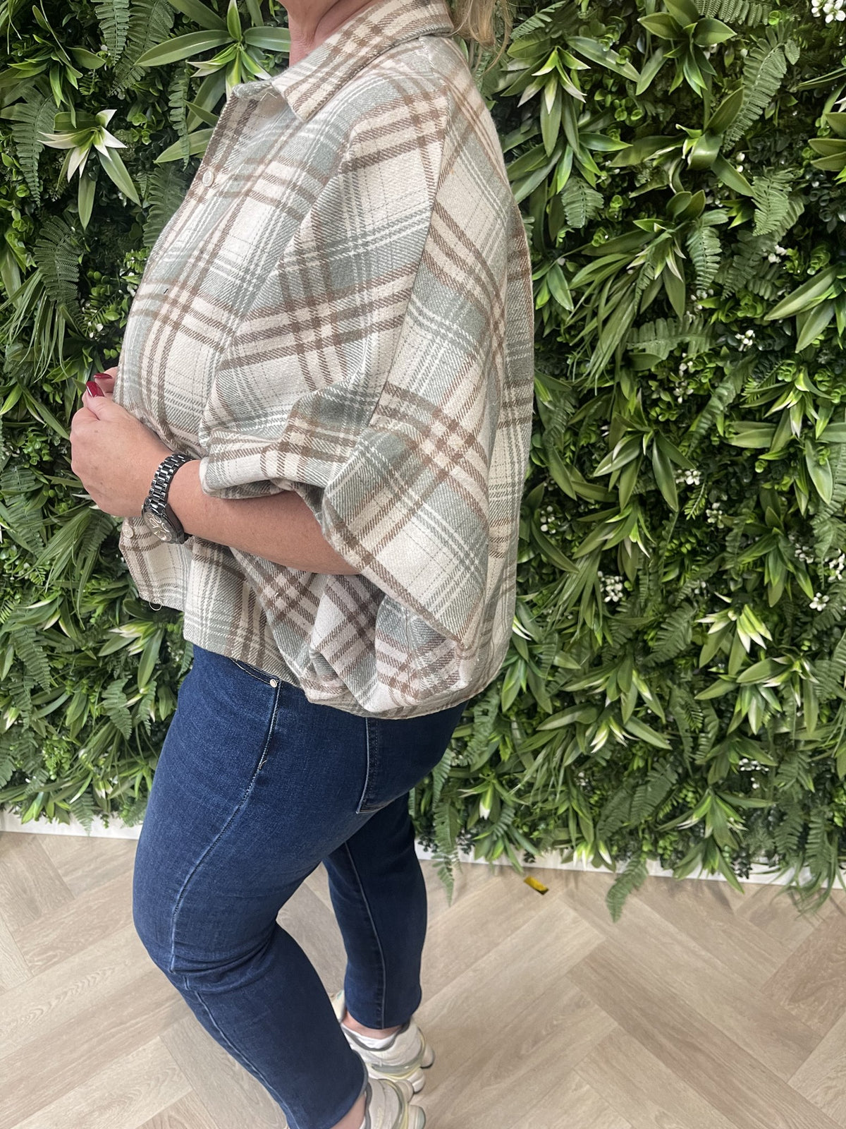 Houthakkers blouse pofmouwen lindegroen