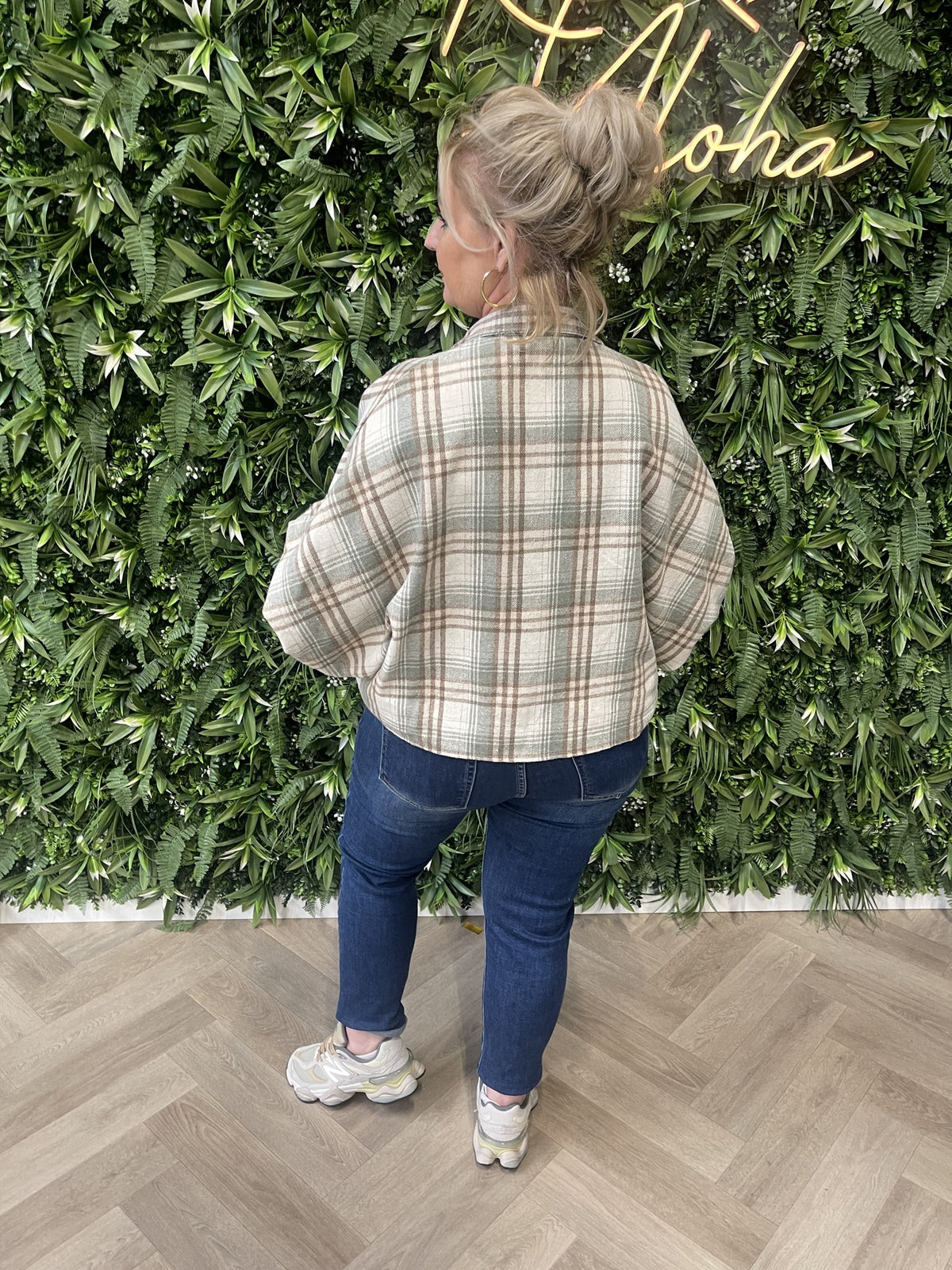 Houthakkers blouse pofmouwen lindegroen