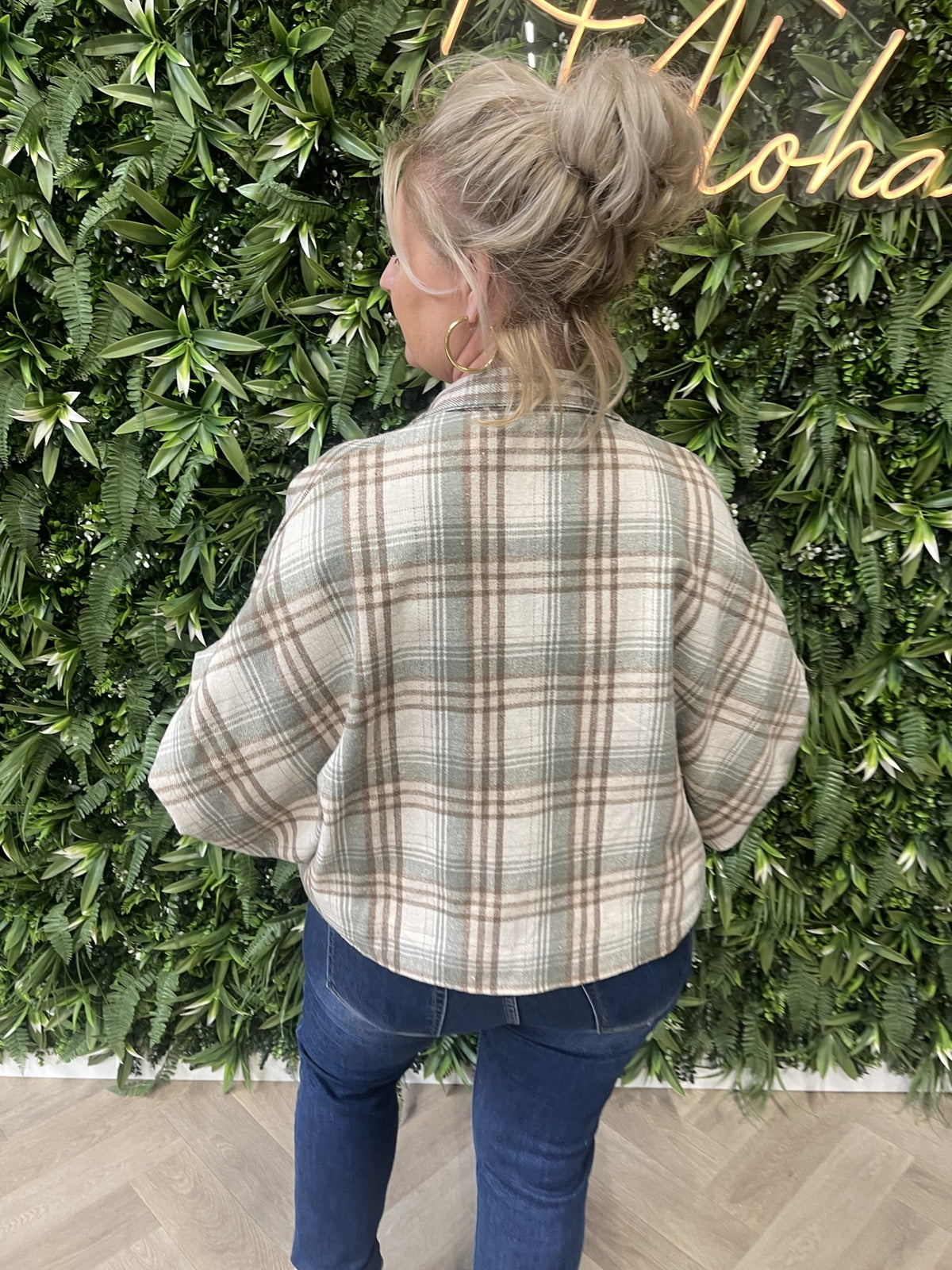Houthakkers blouse pofmouwen lindegroen