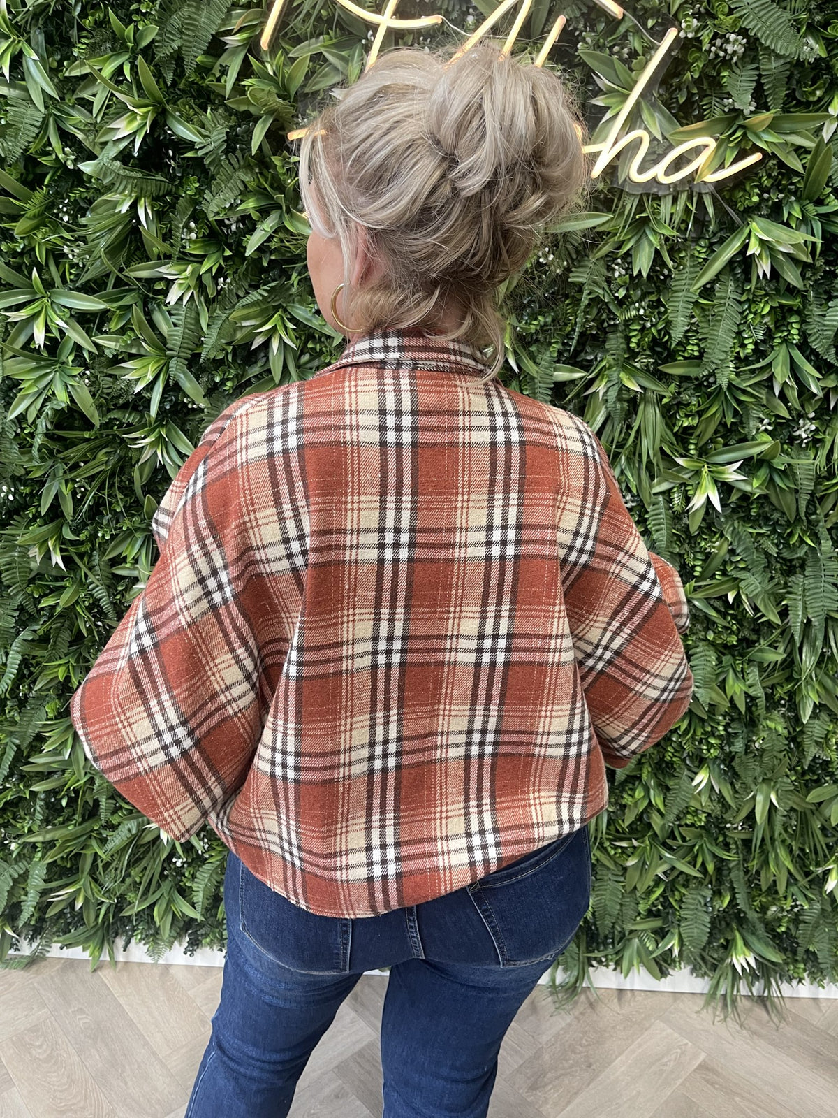 Houthakkers blouse pofmouwen oranje