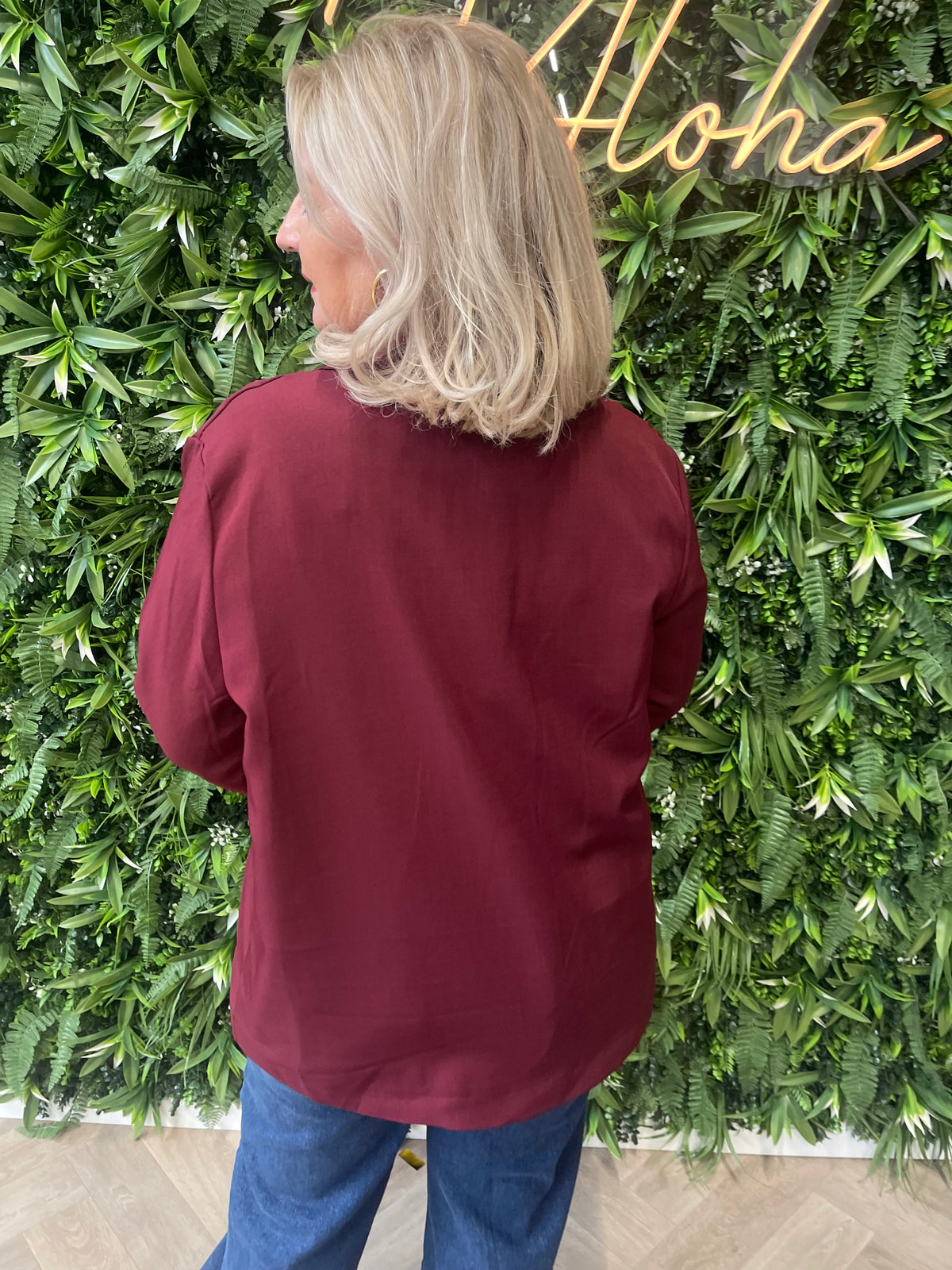 Blazer 3/4e mouwen met hartjes wijnrood