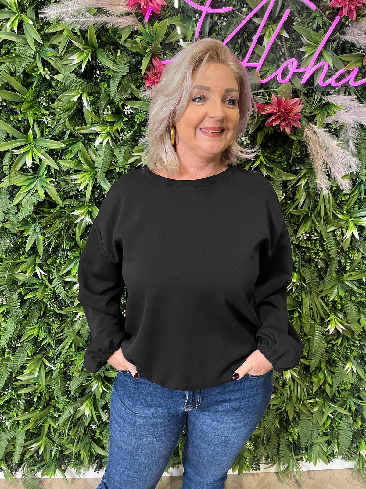 Sweater elastieken onderkant zwart