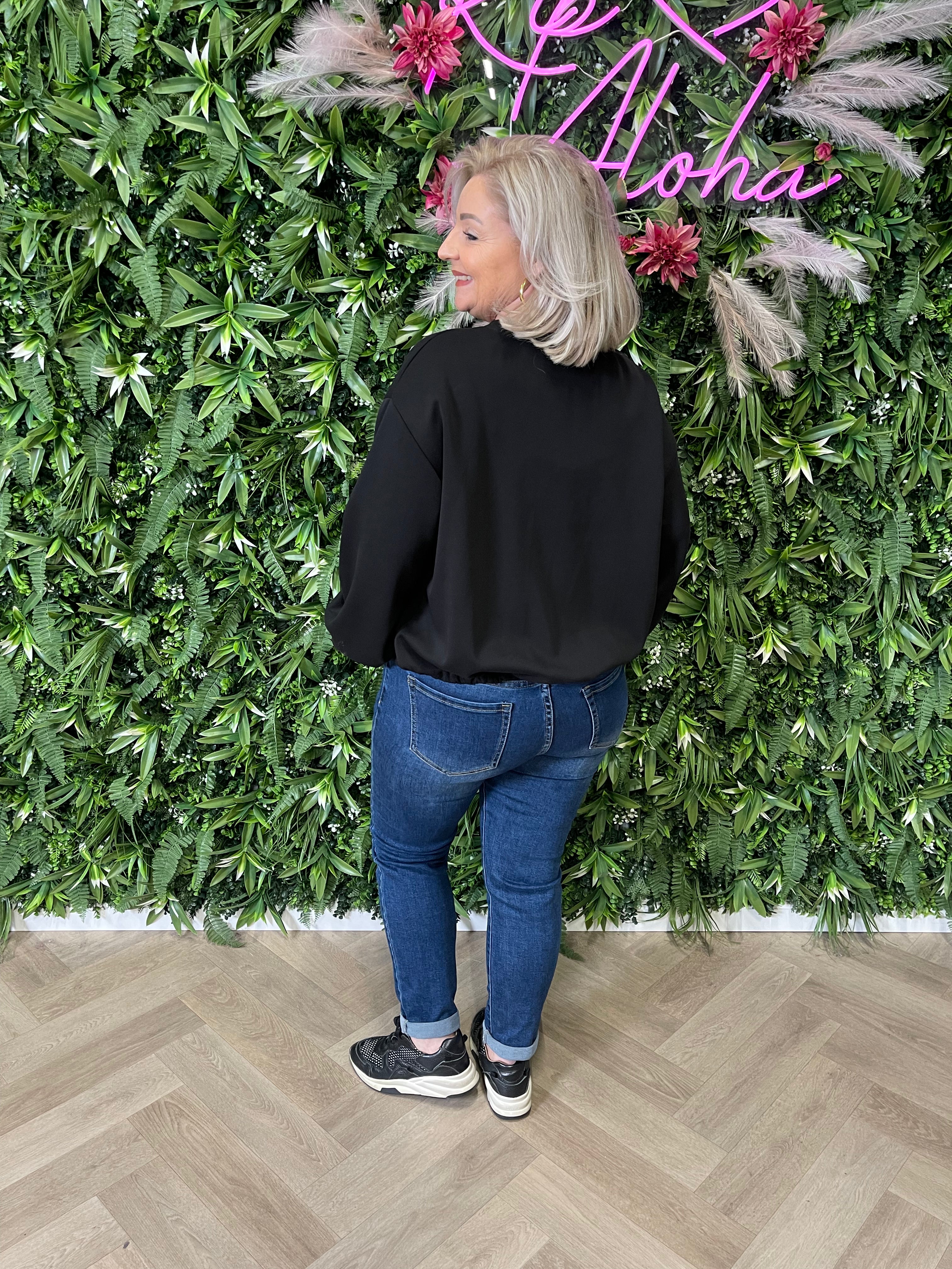 Sweater elastieken onderkant zwart