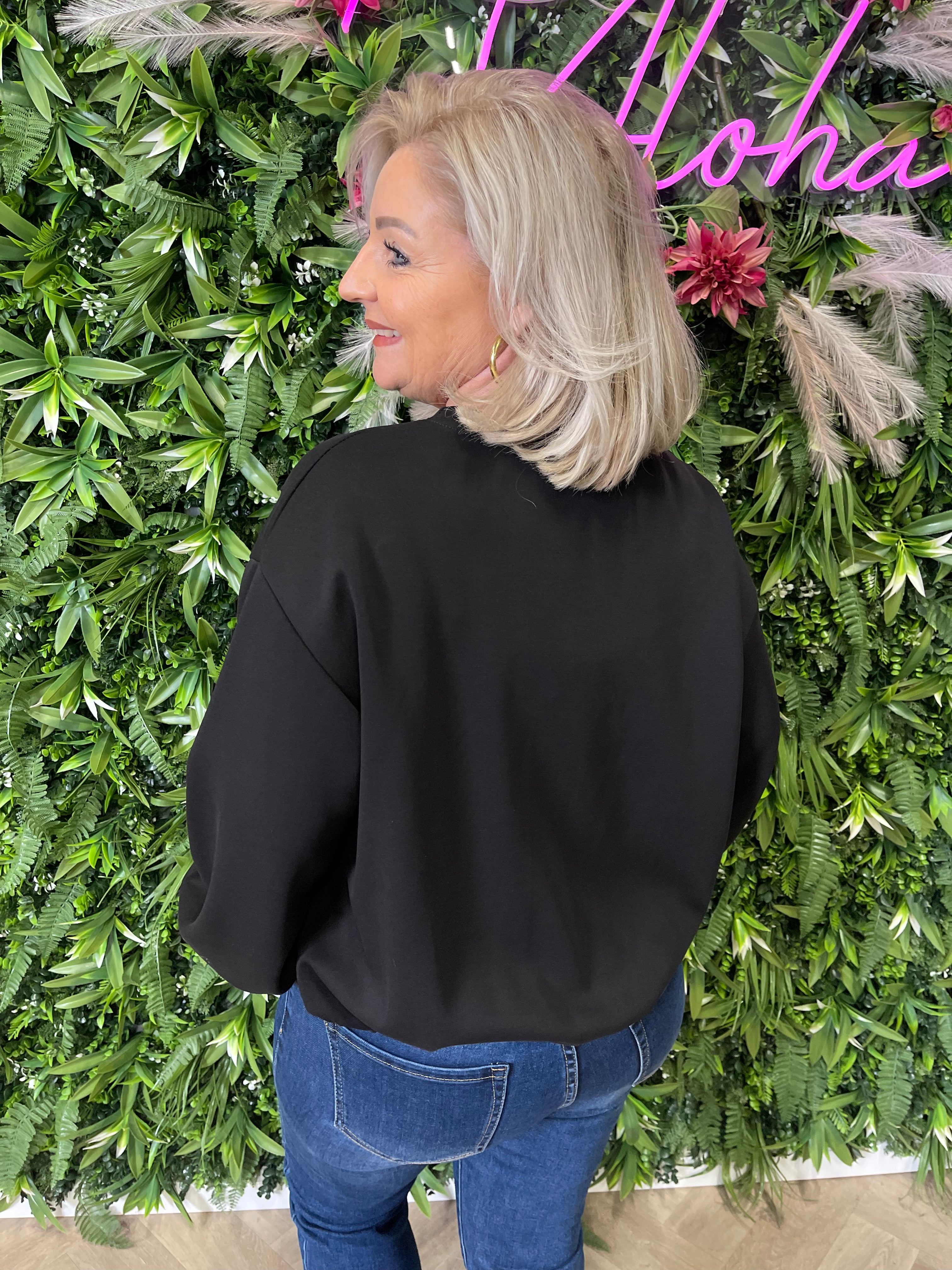 Sweater elastieken onderkant zwart