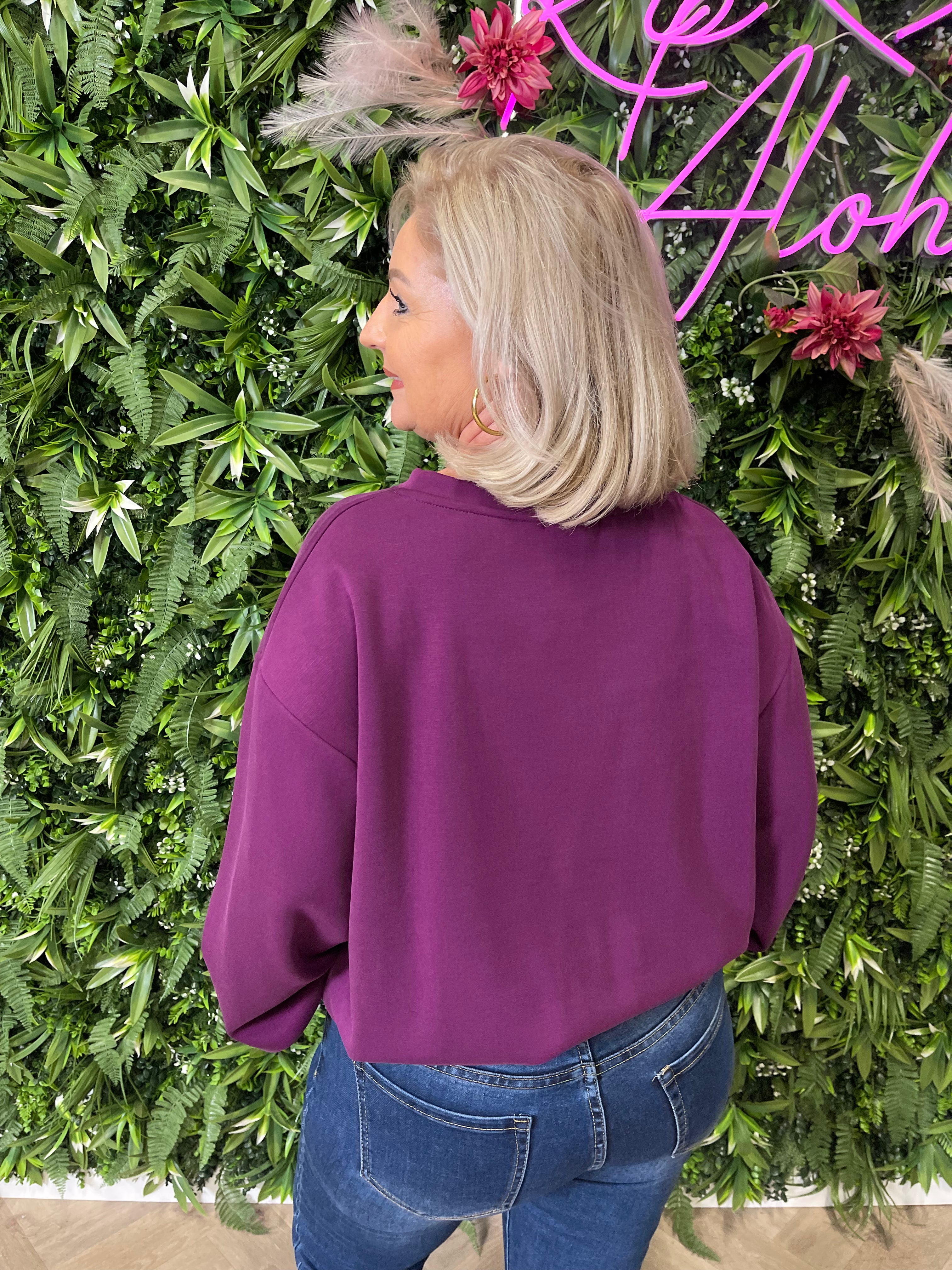 Sweater elastieken onderkant cyclaam