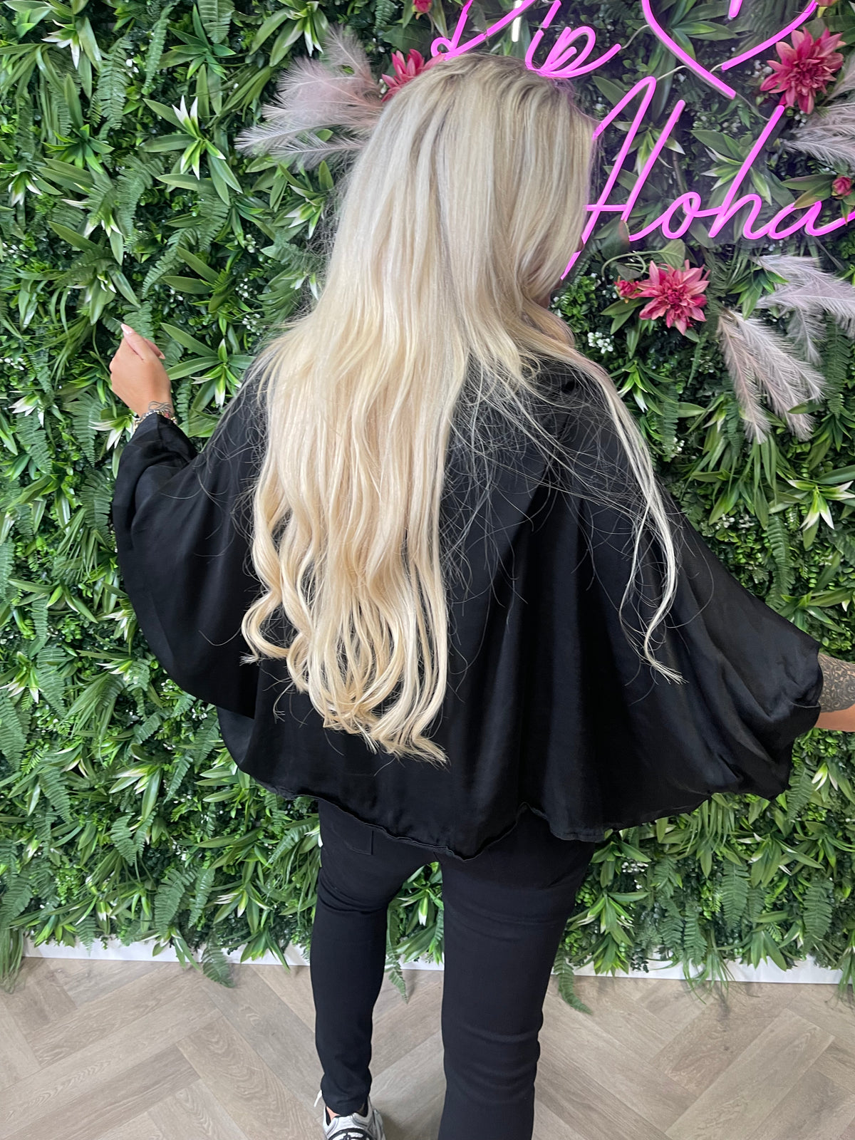 Silky blouse pofmouwen zwart