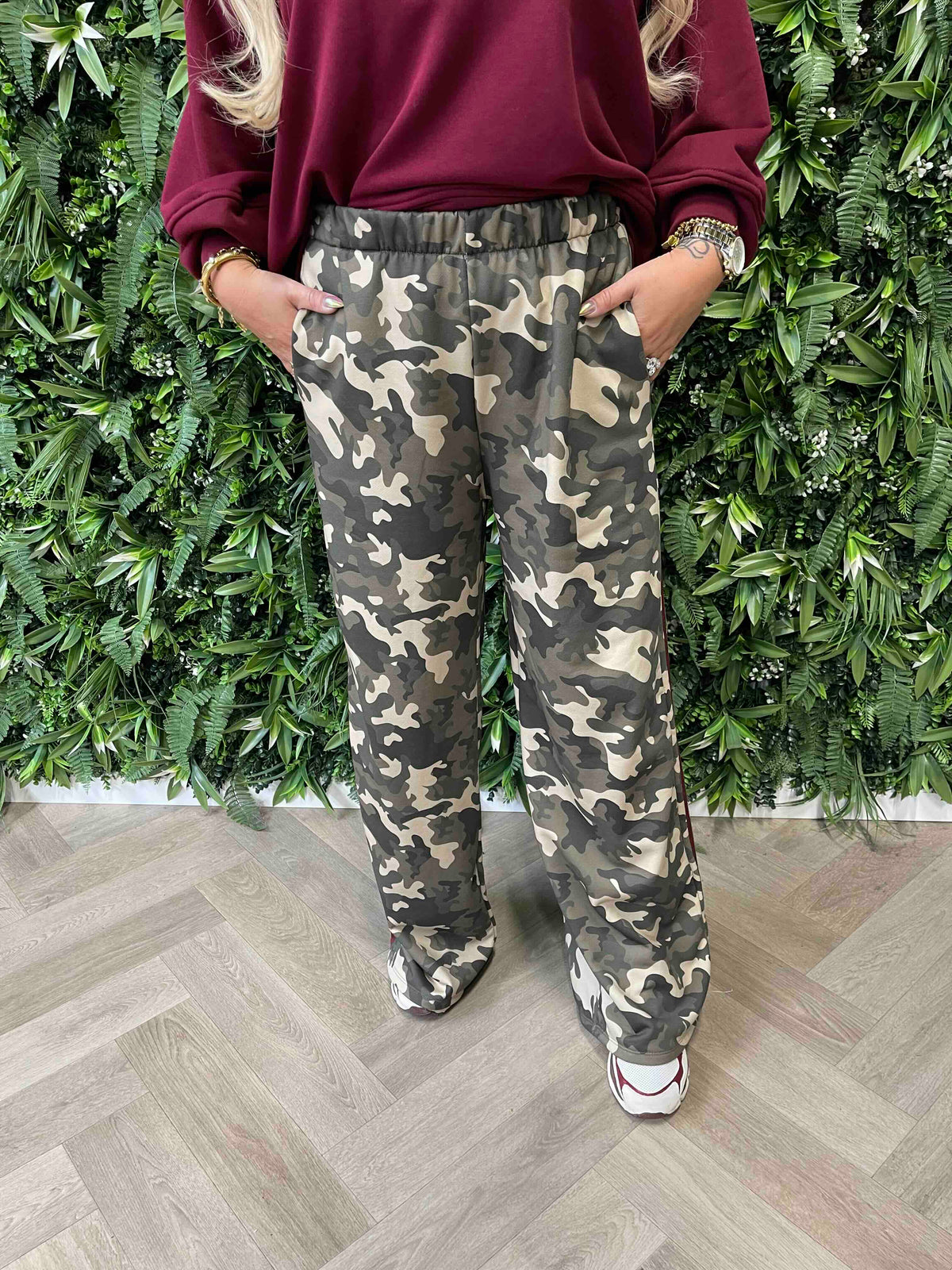 Army broek met bies bordeaux