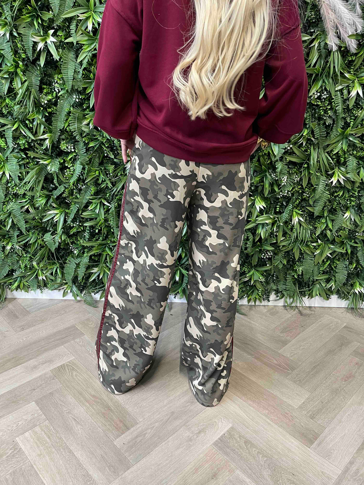 Army broek met bies bordeaux