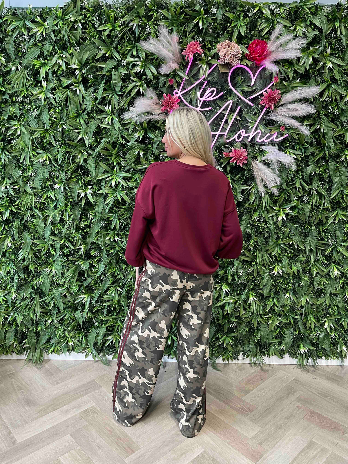 Army broek met bies bordeaux