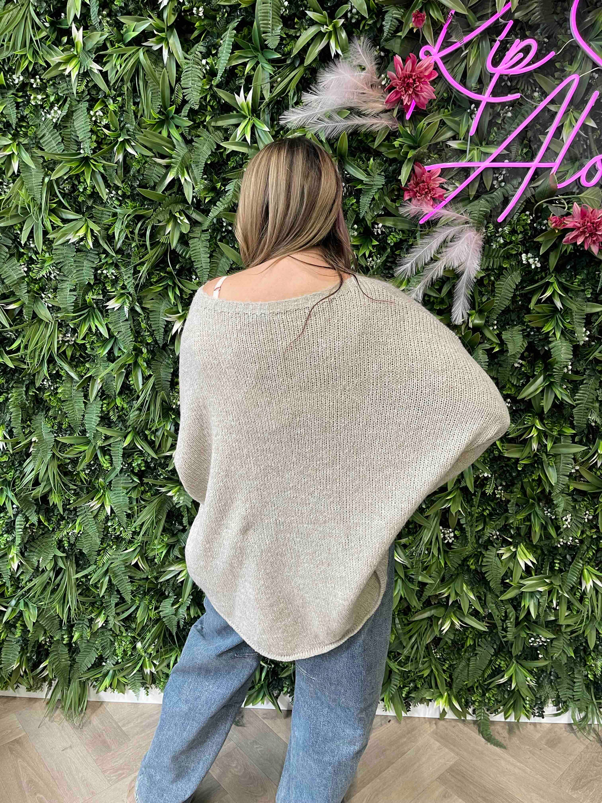 Gebreide trui uni beige