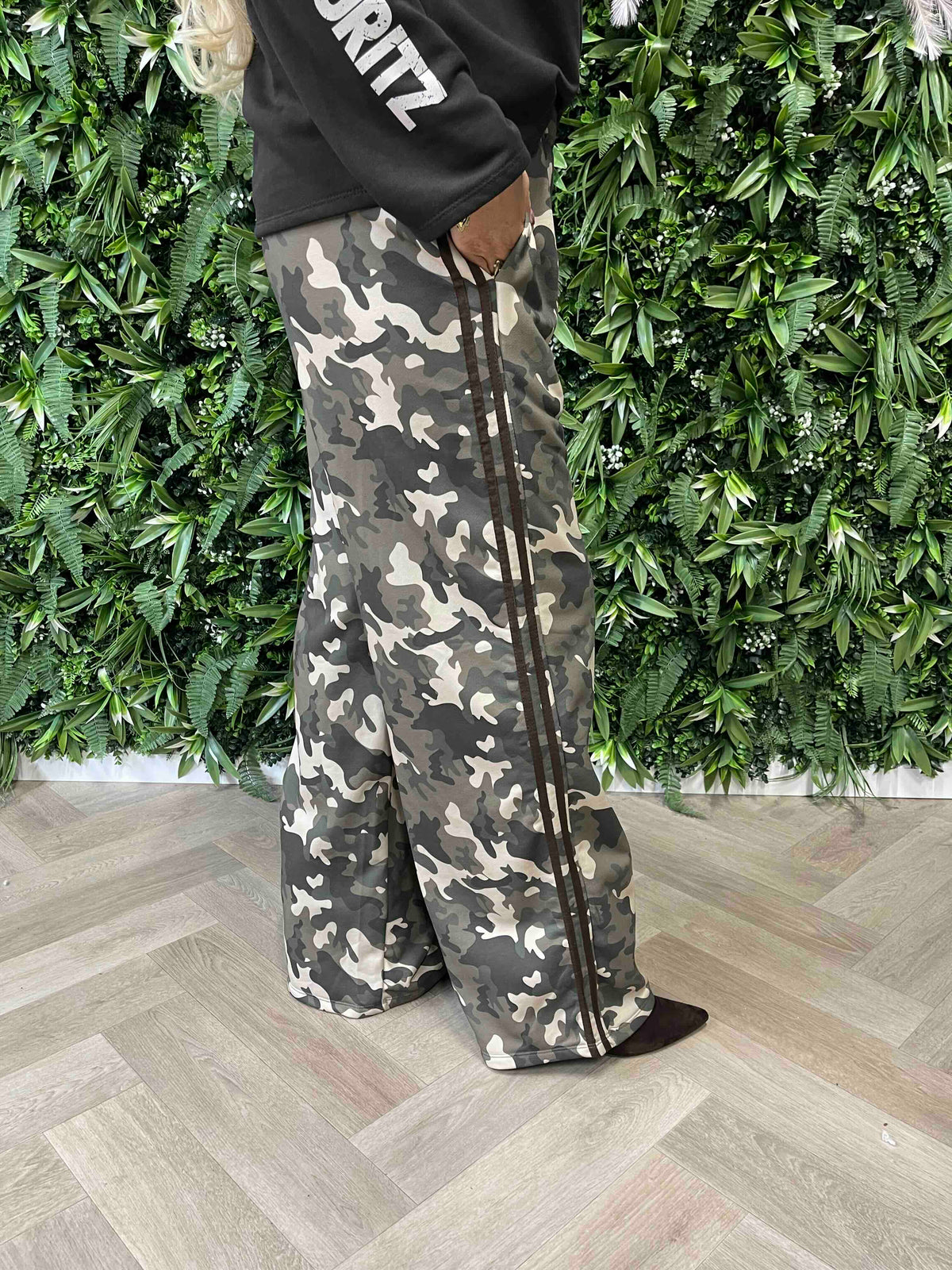 Army broek met bies donkerbruin