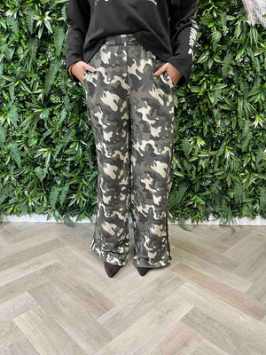 Army broek met bies donkerbruin