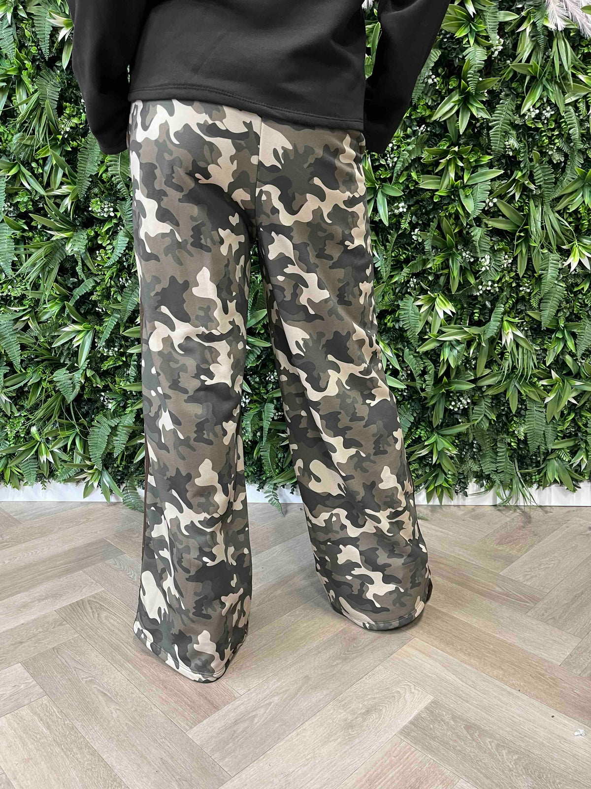 Army broek met bies donkerbruin