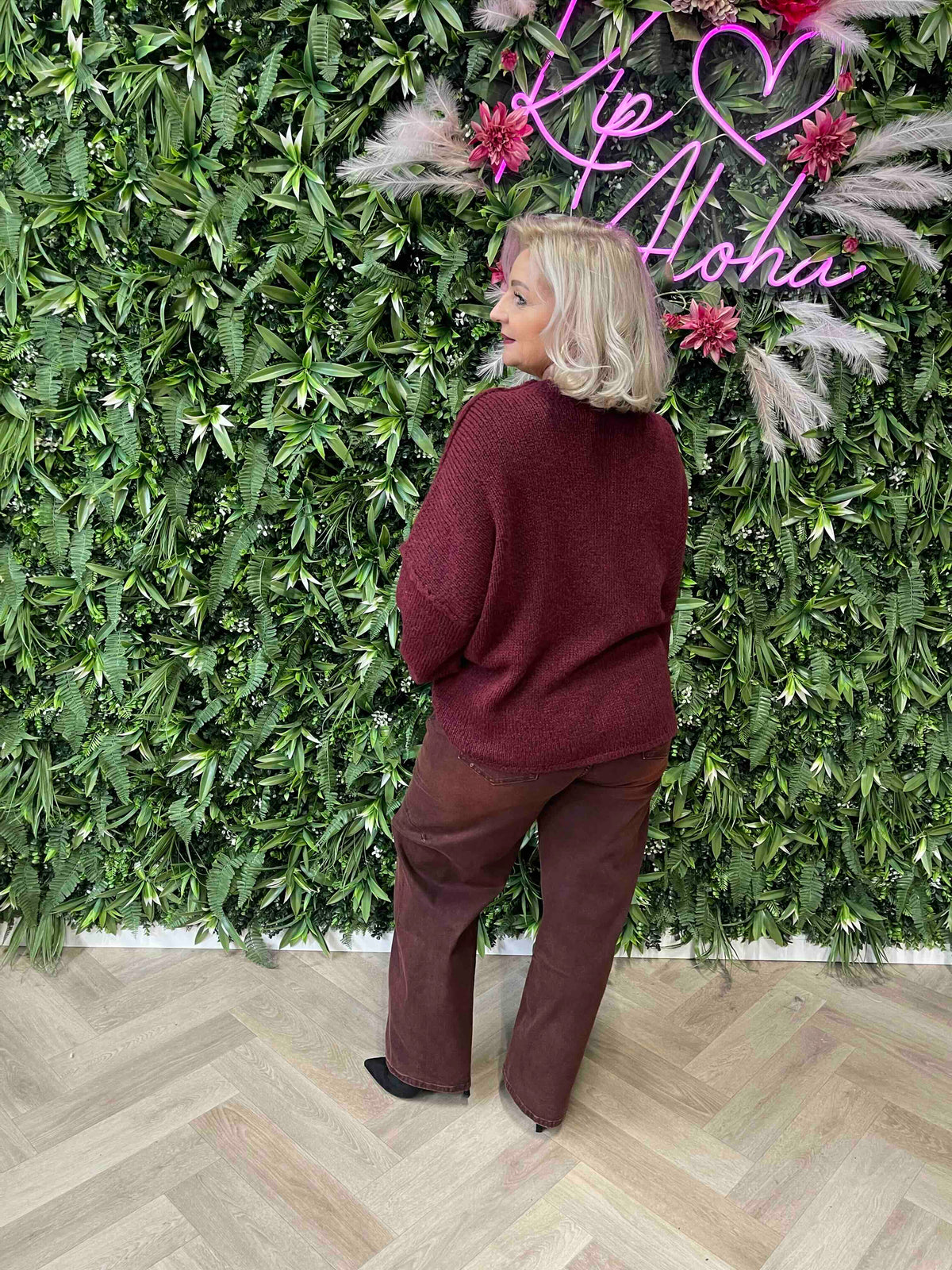 Grof gebreid vest met knoopsluiting bordeaux
