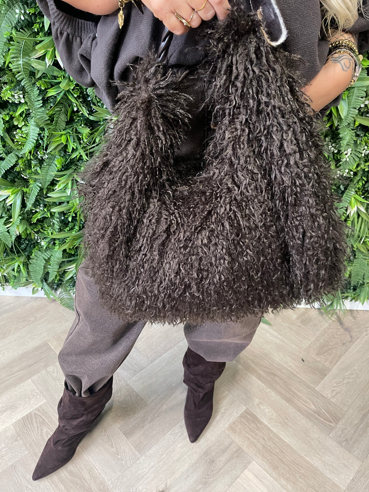 Fluffy tas donkerbruin