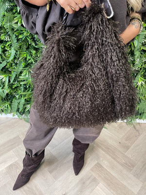 Fluffy tas donkerbruin