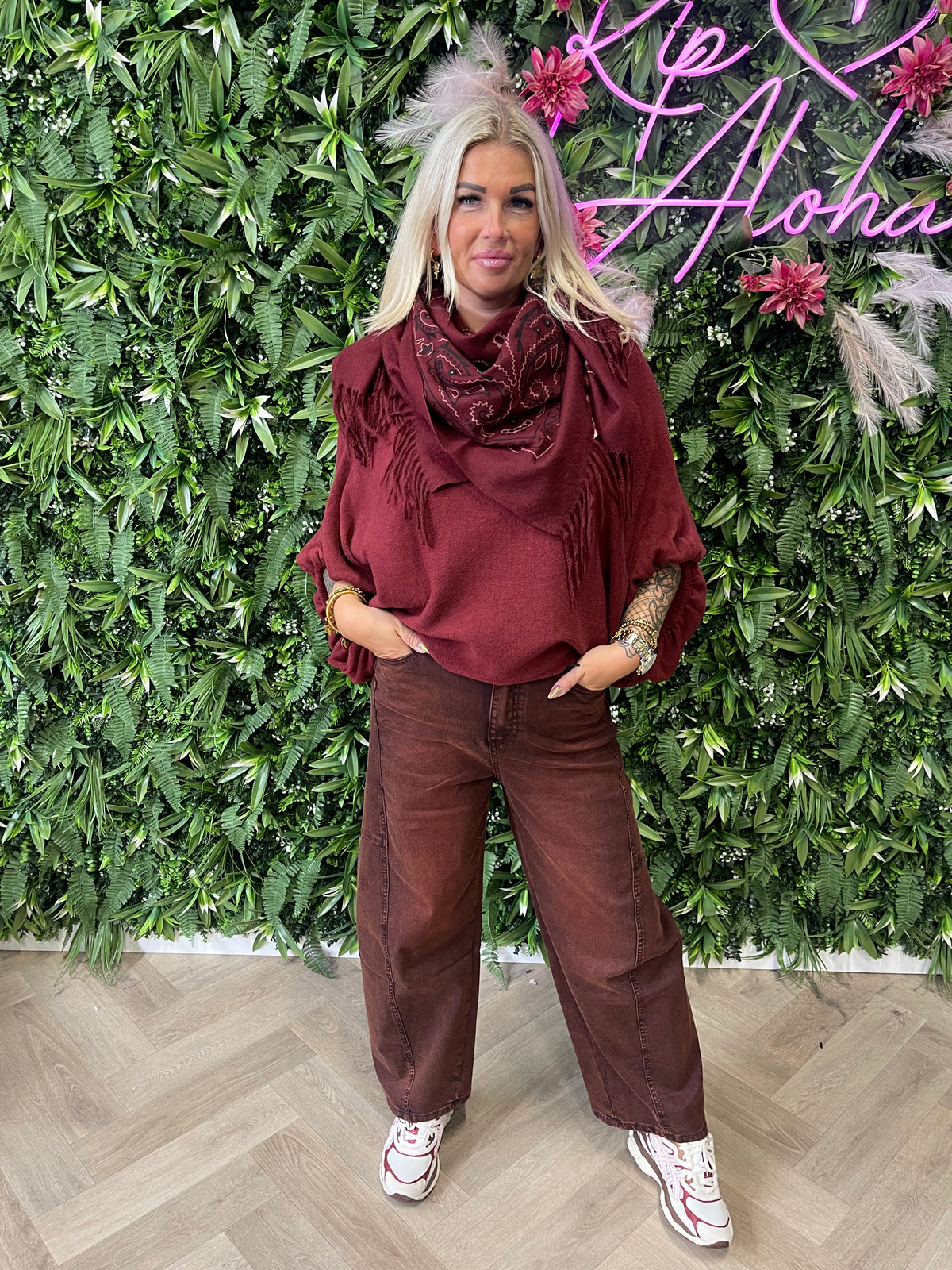 Grote sjaal paisley bordeaux
