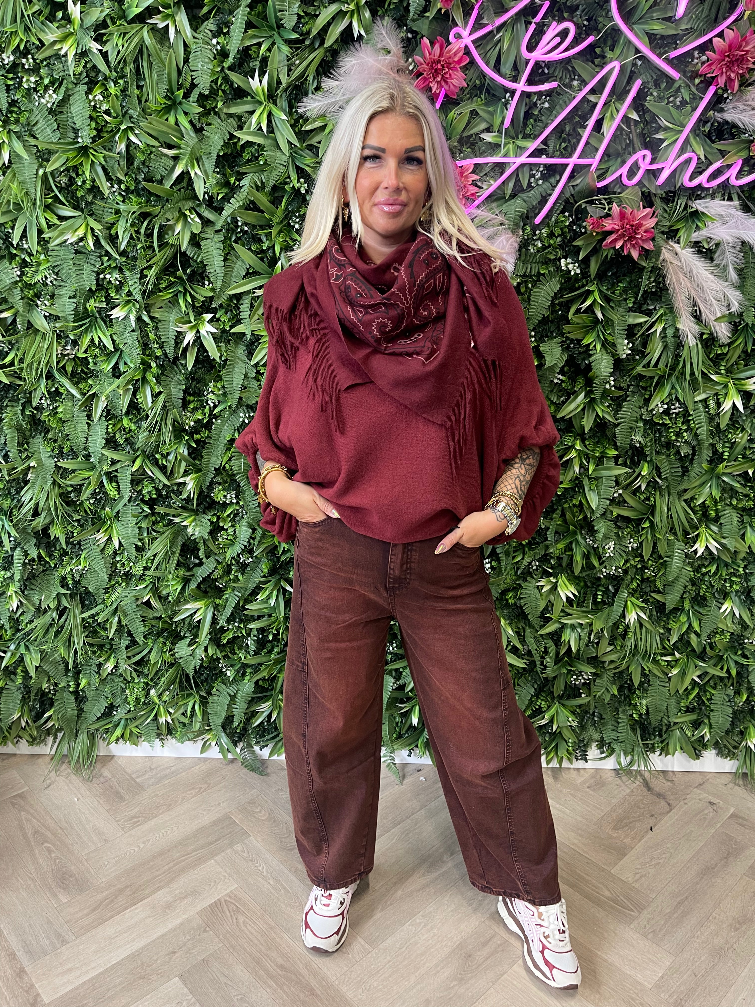 Grote sjaal paisley bordeaux