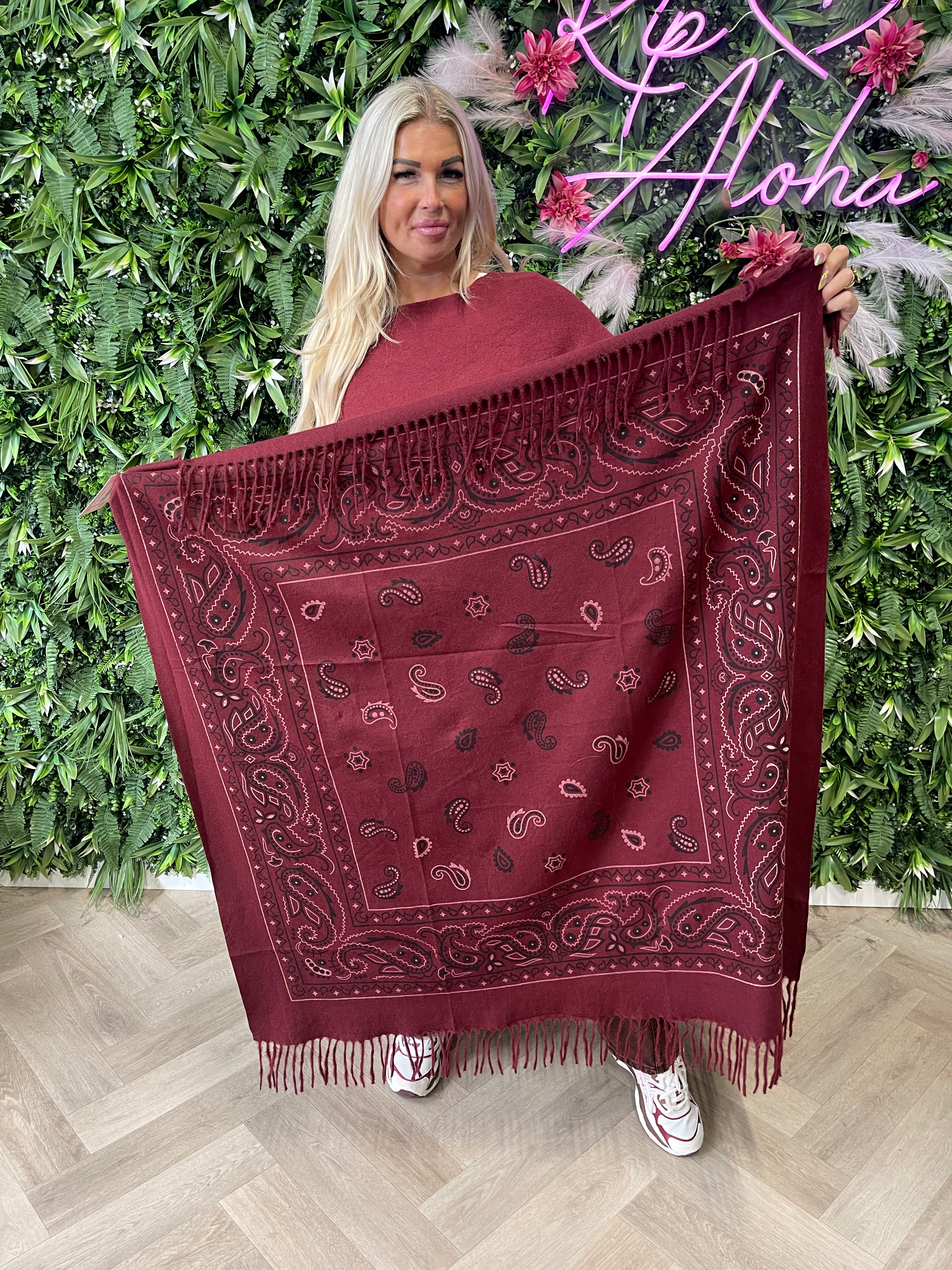 Grote sjaal paisley bordeaux
