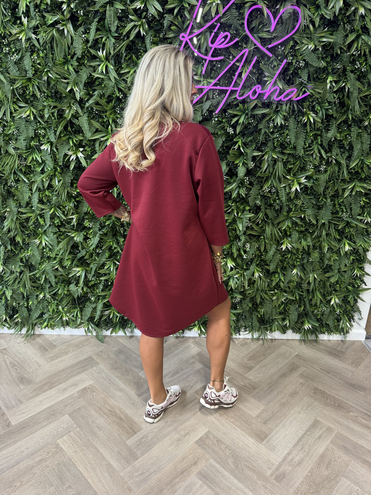 Jurk deluxe uni bordeaux