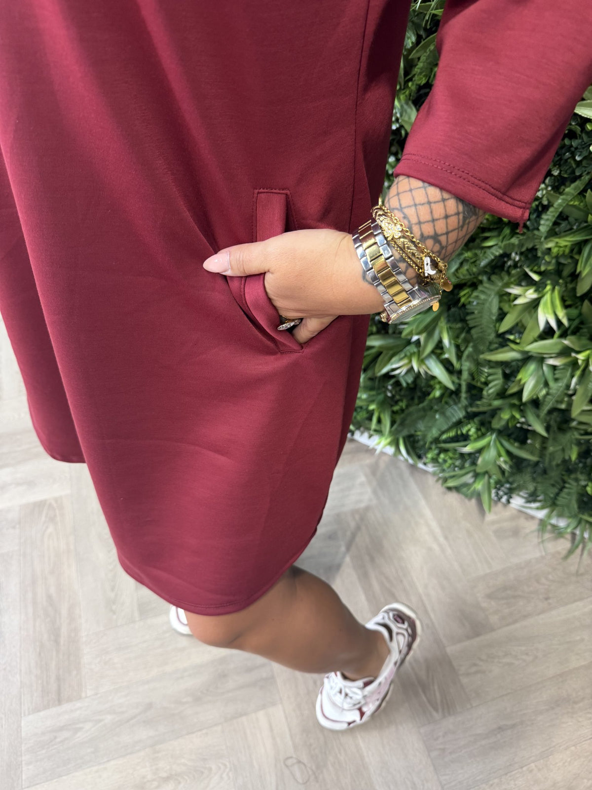 Jurk deluxe uni bordeaux