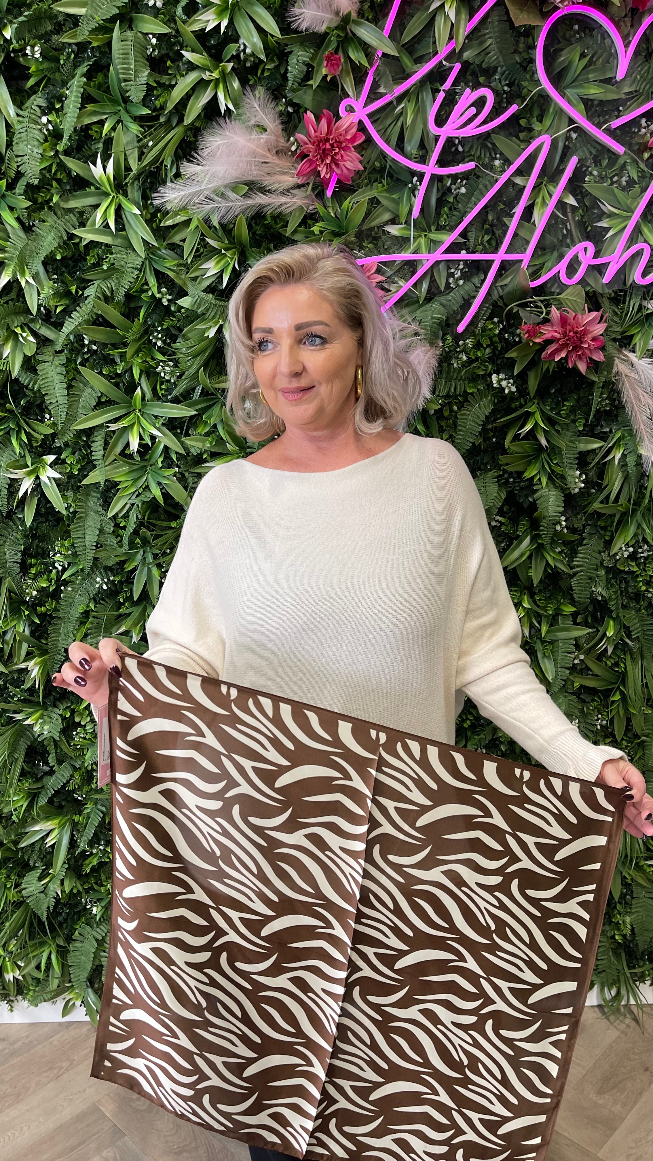 Kort sjaaltje zebra print bruin