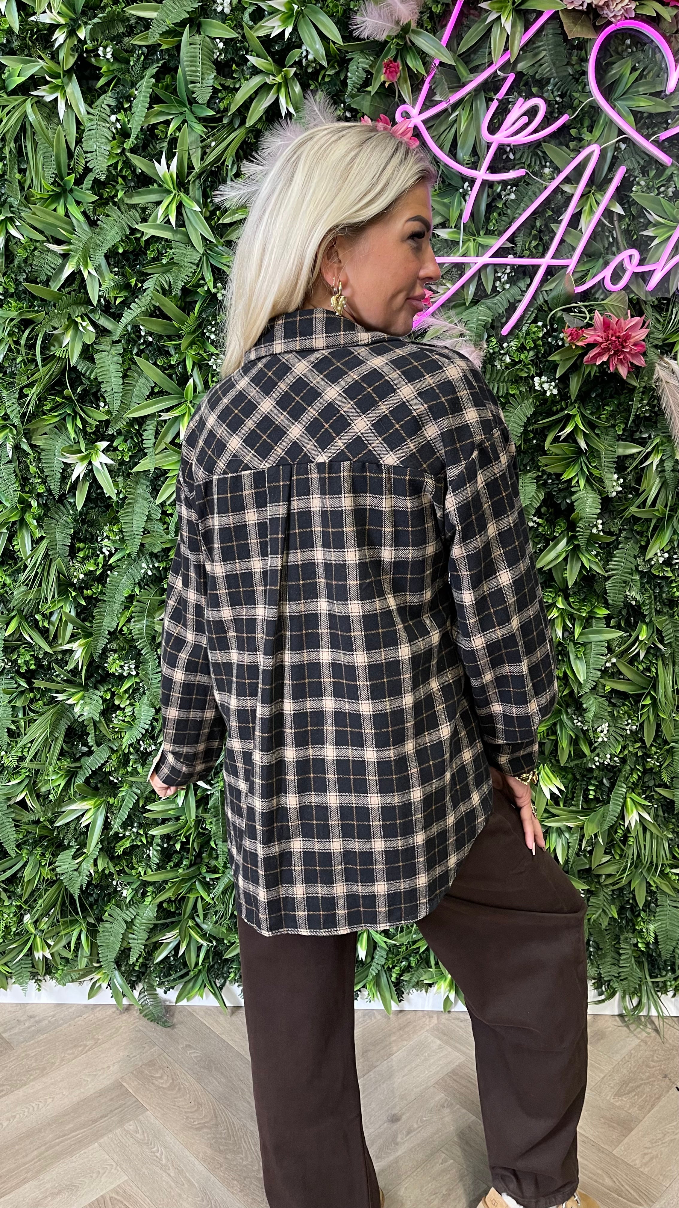 Blouse ruitpatroon zwart