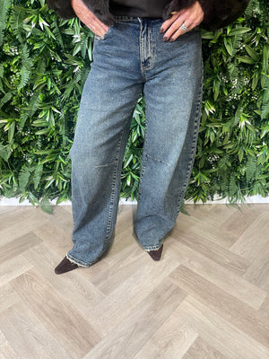 Queen of Hearts Barrel jeans stonewash