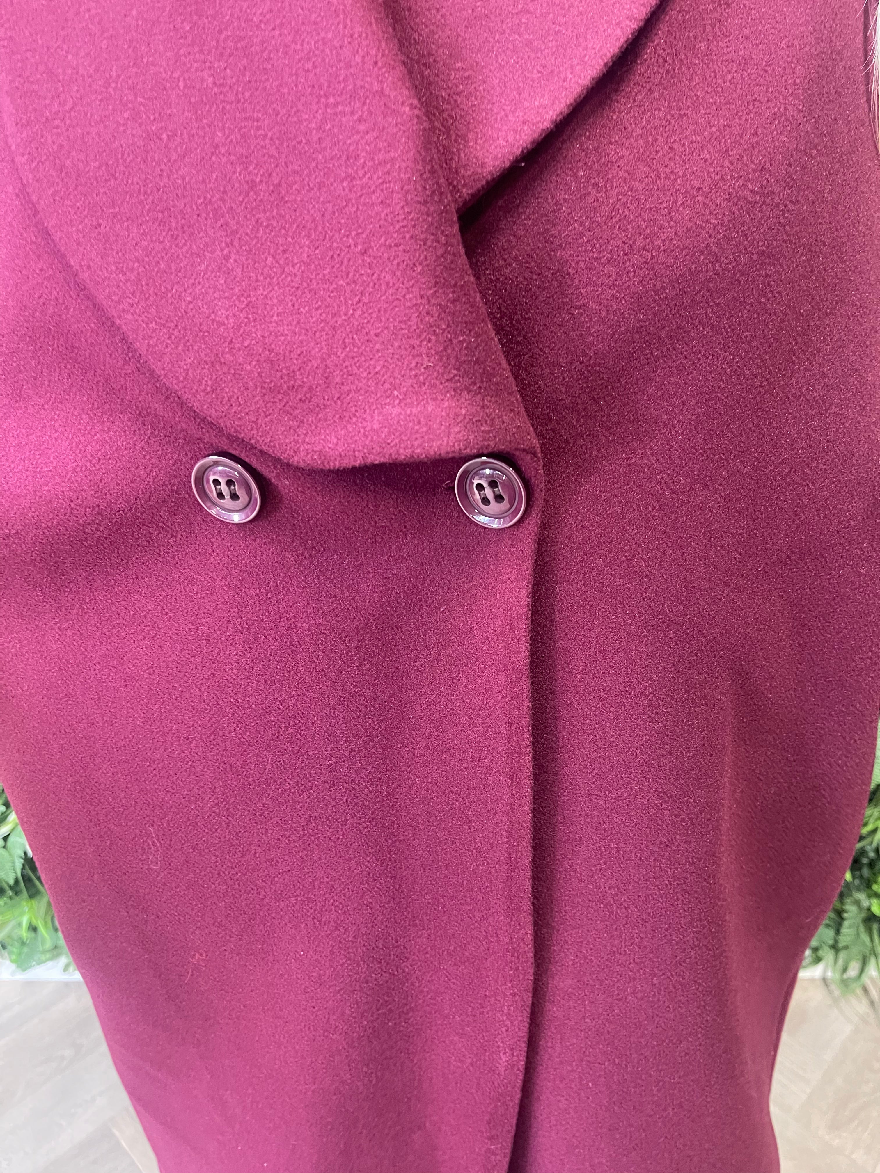 Mantel jas met ceintuur bordeaux