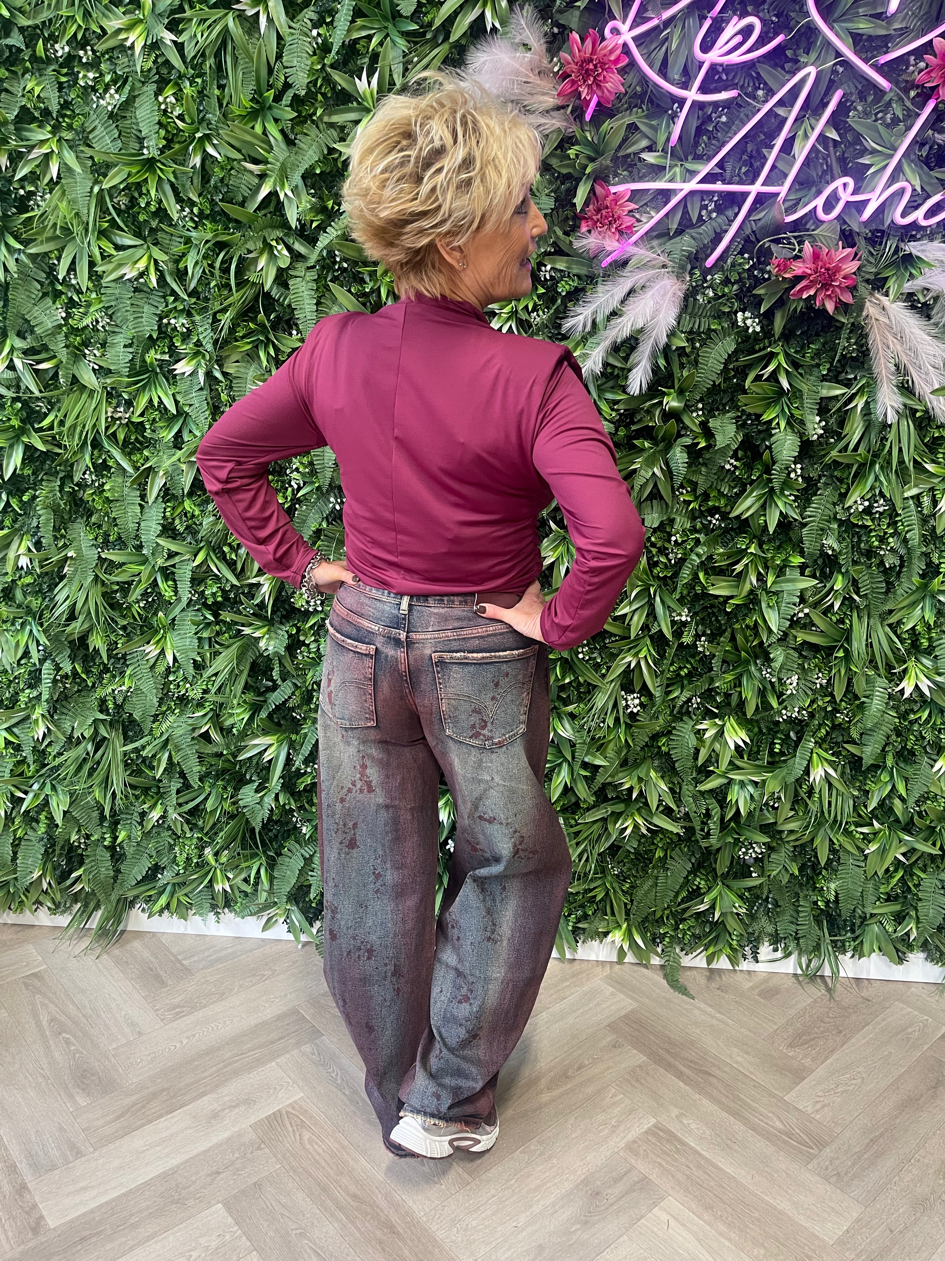 Top waterval hals bordeaux