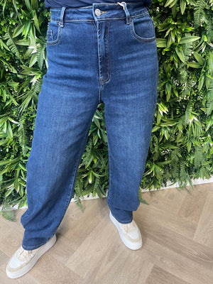 Norfy Barrel fit jeans middenblauw