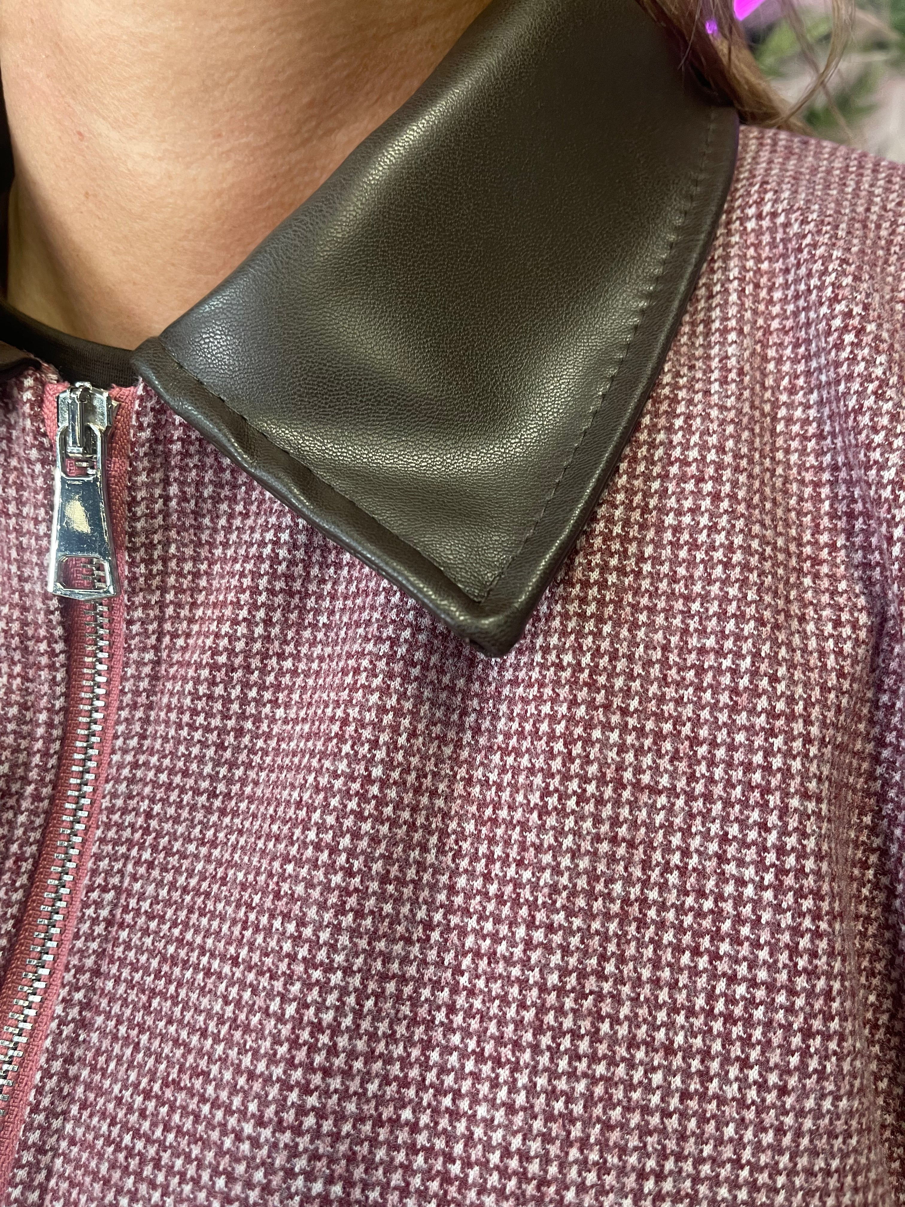 Korte bomber leatherlook details bordeaux