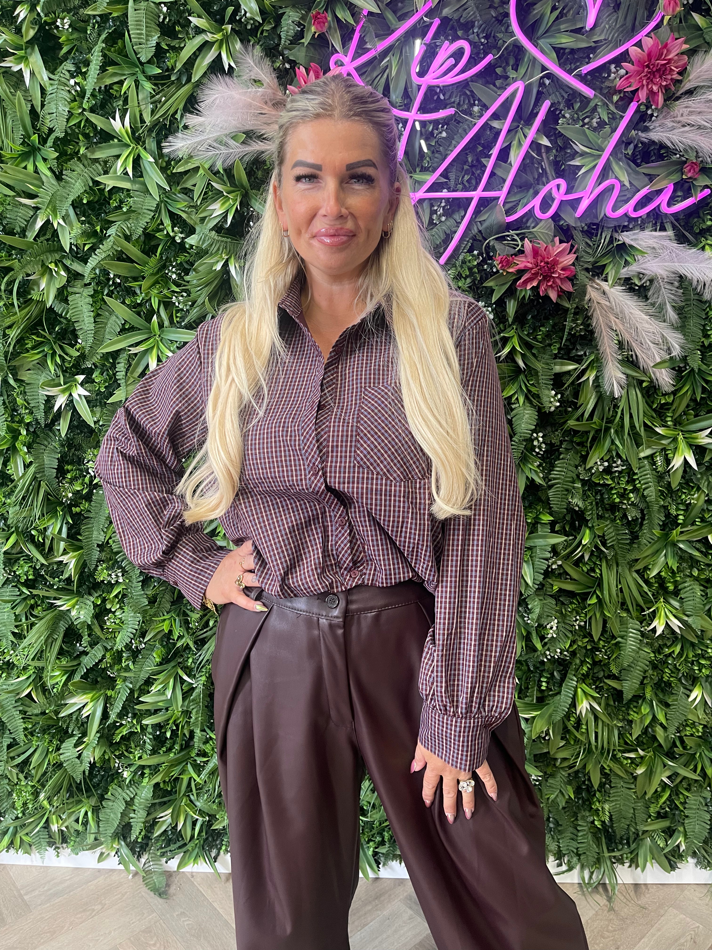 Cropped blouse houthakker aubergine