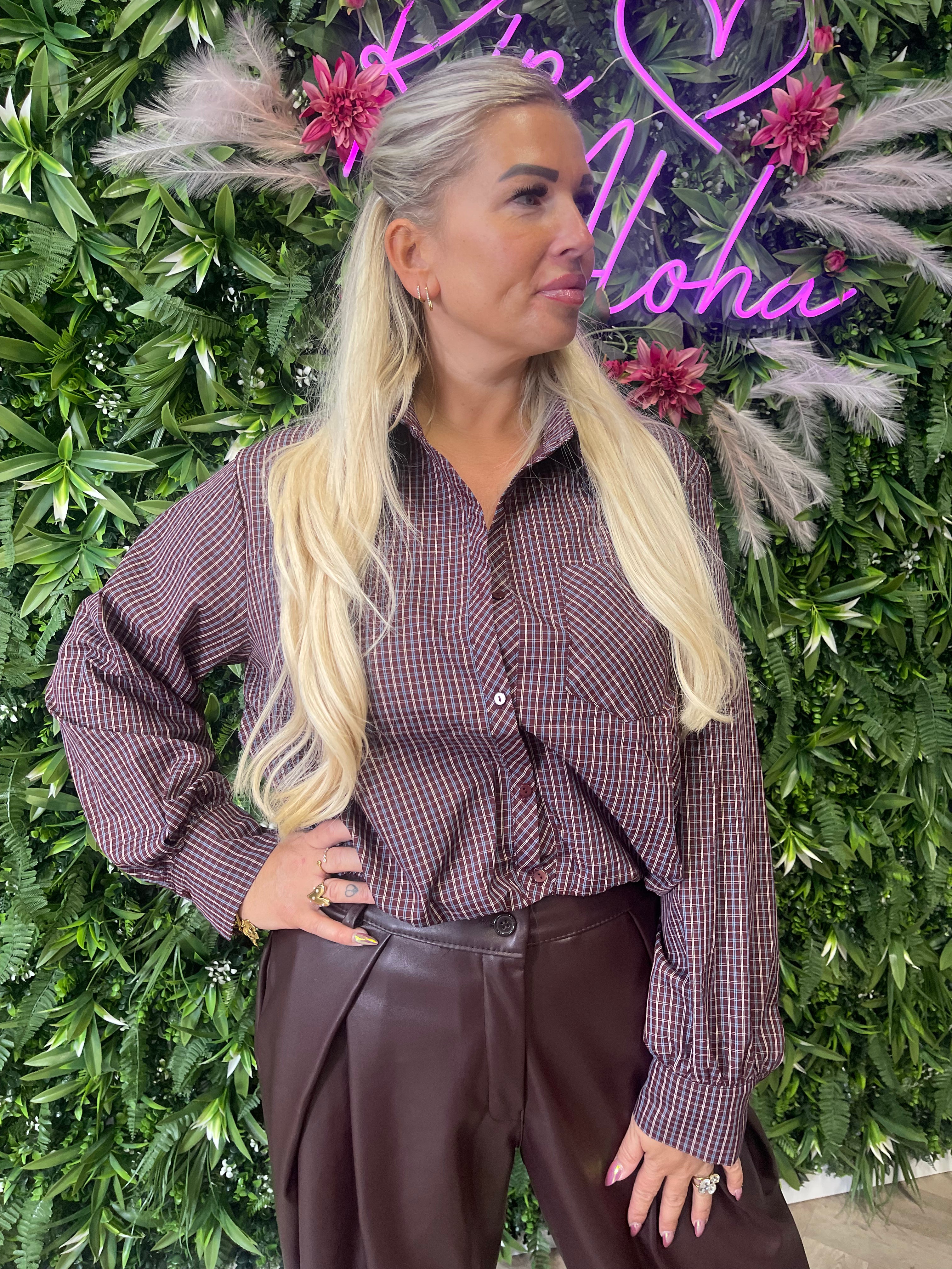 Cropped blouse houthakker aubergine