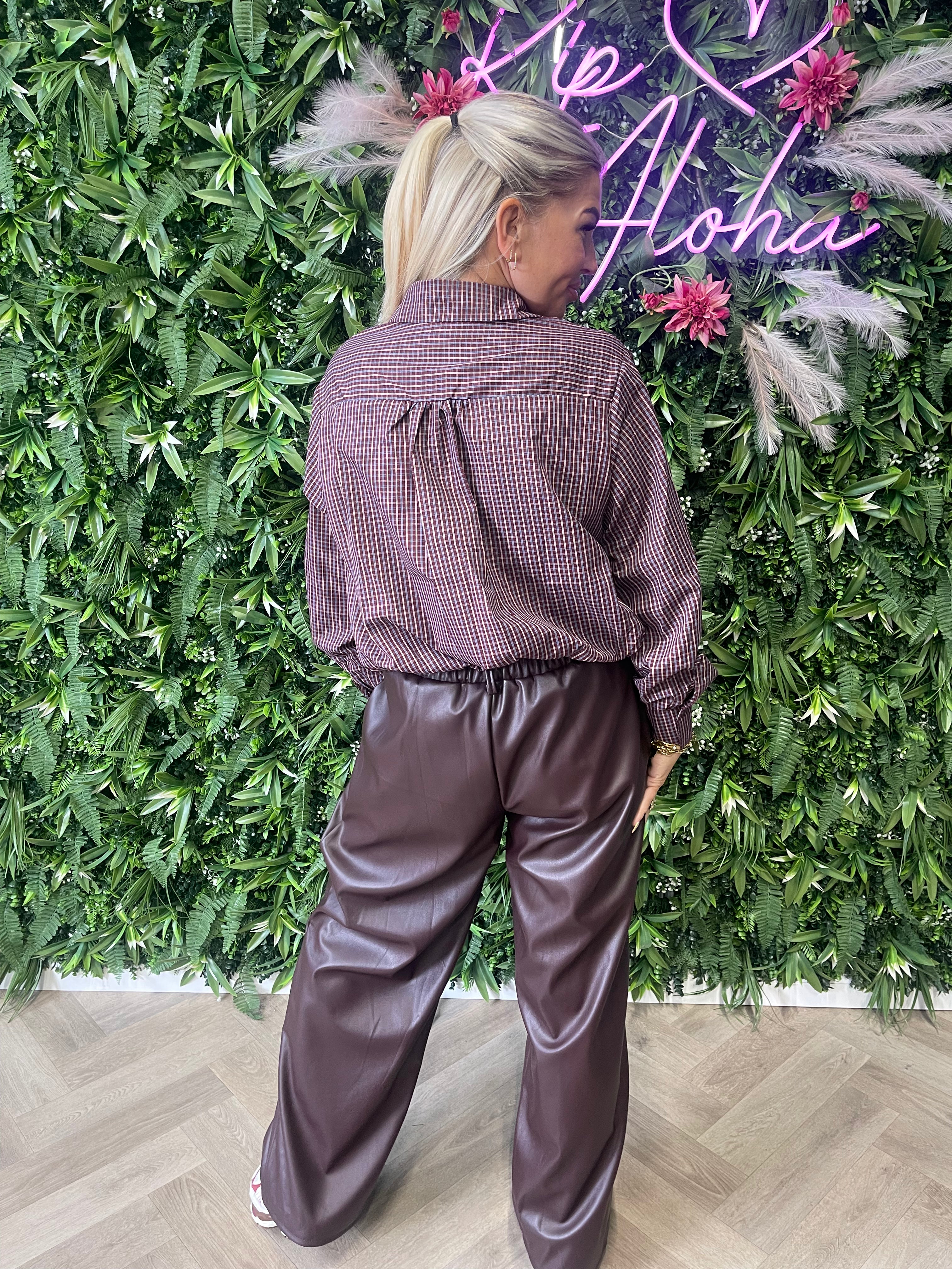 Cropped blouse houthakker aubergine